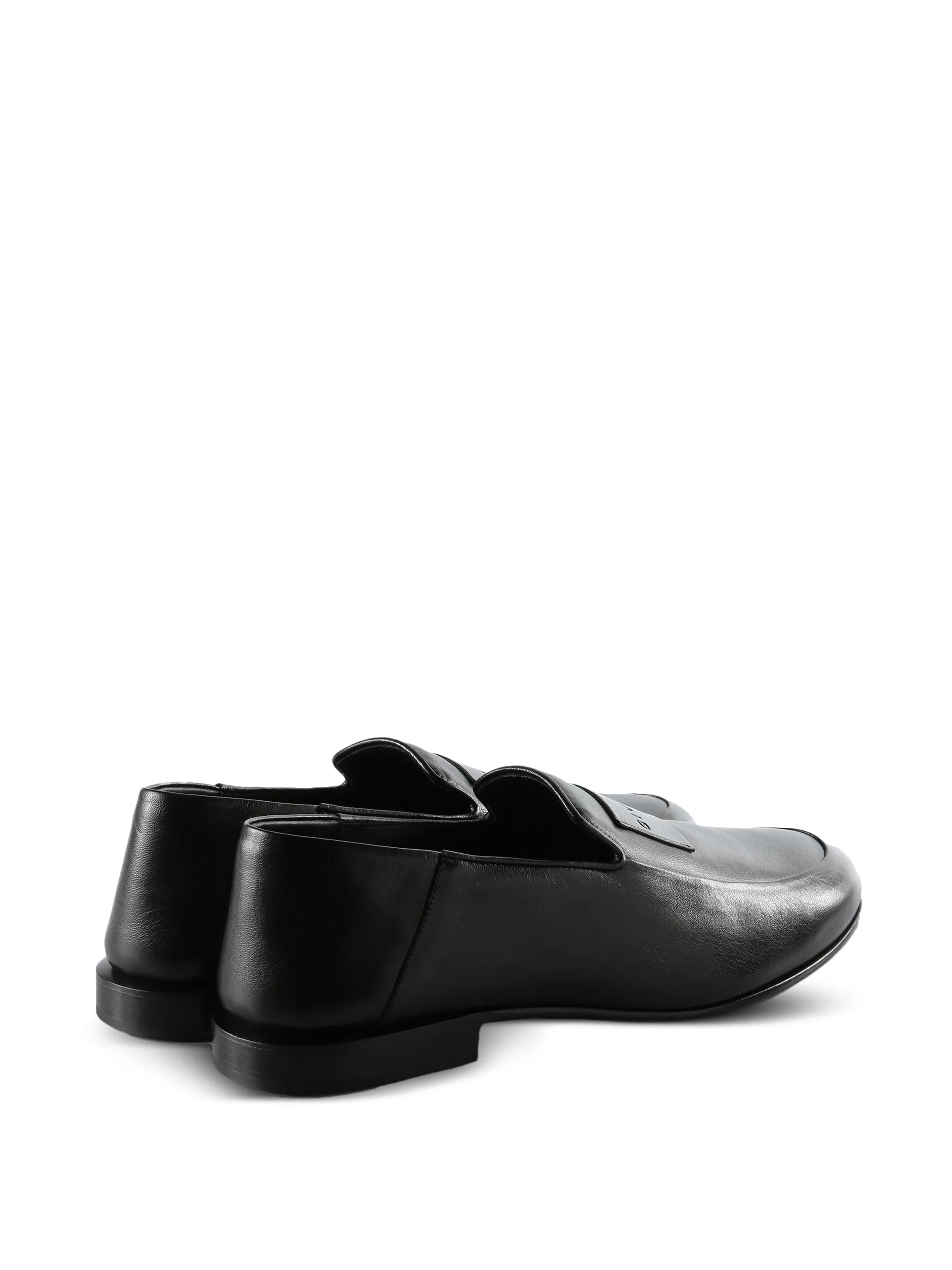 label loafers in shiny leather