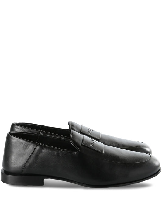logo-appliqué leather loafers