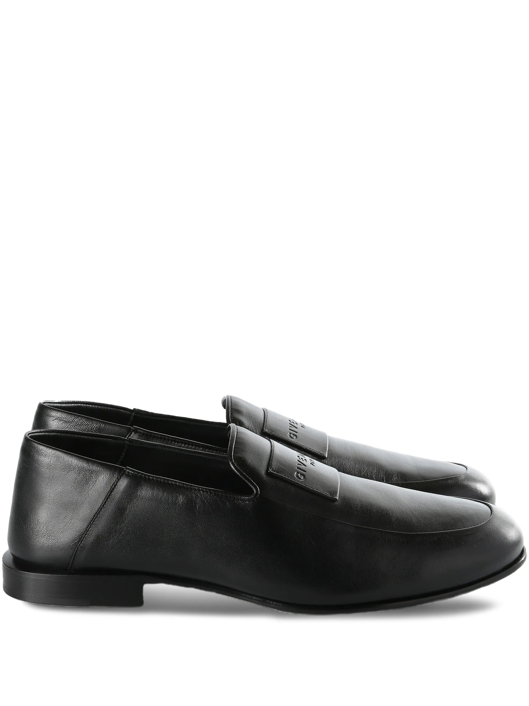 label loafers in shiny leather