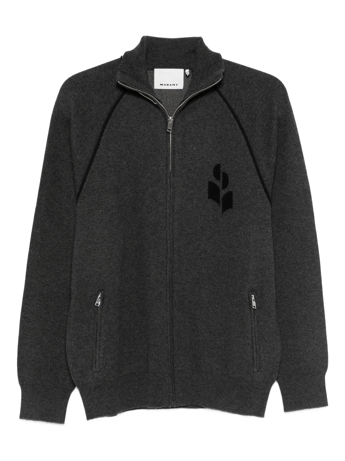 zip-up logo sweater