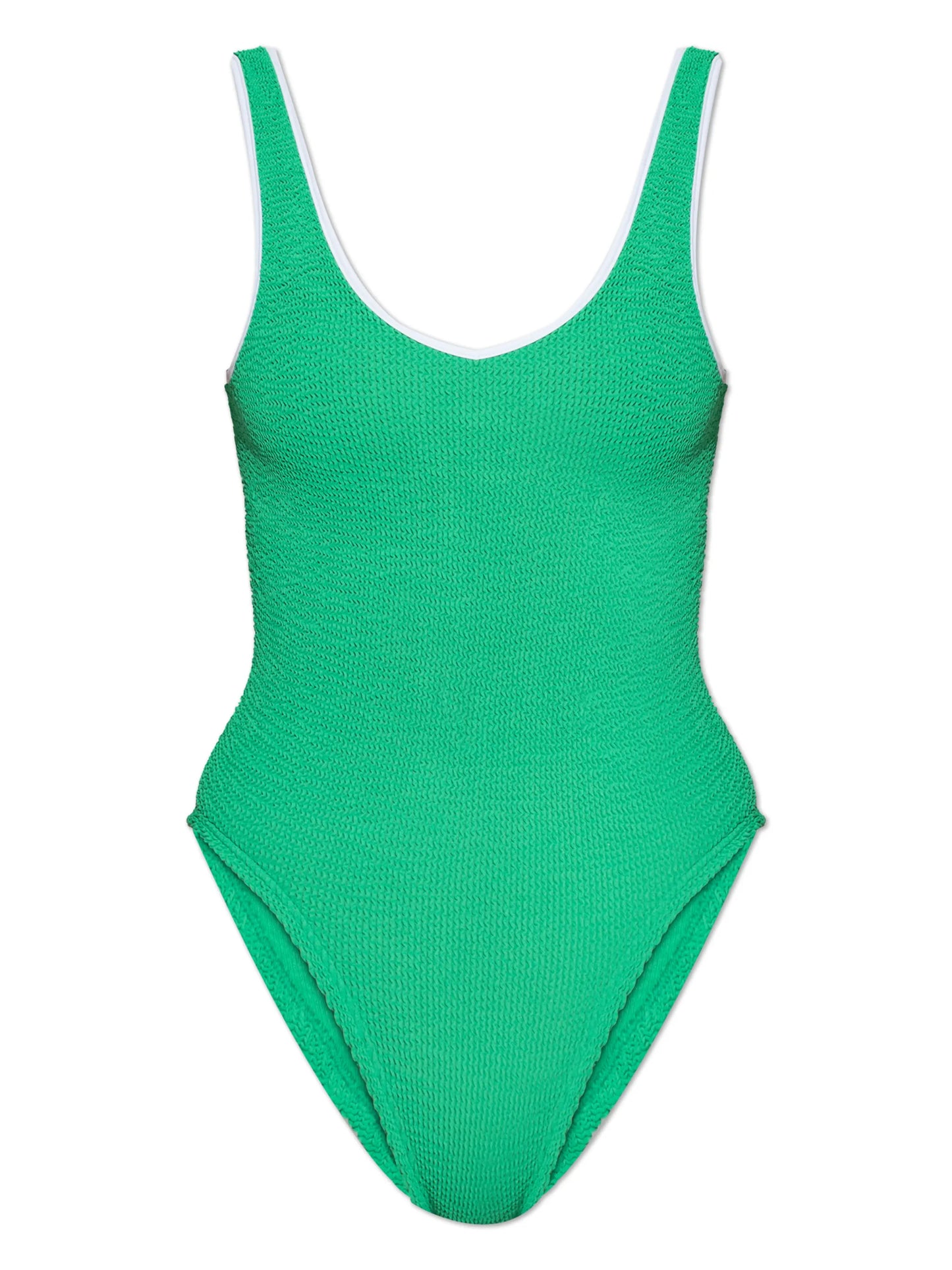 Faye crinkle contrast-trim swimsuit