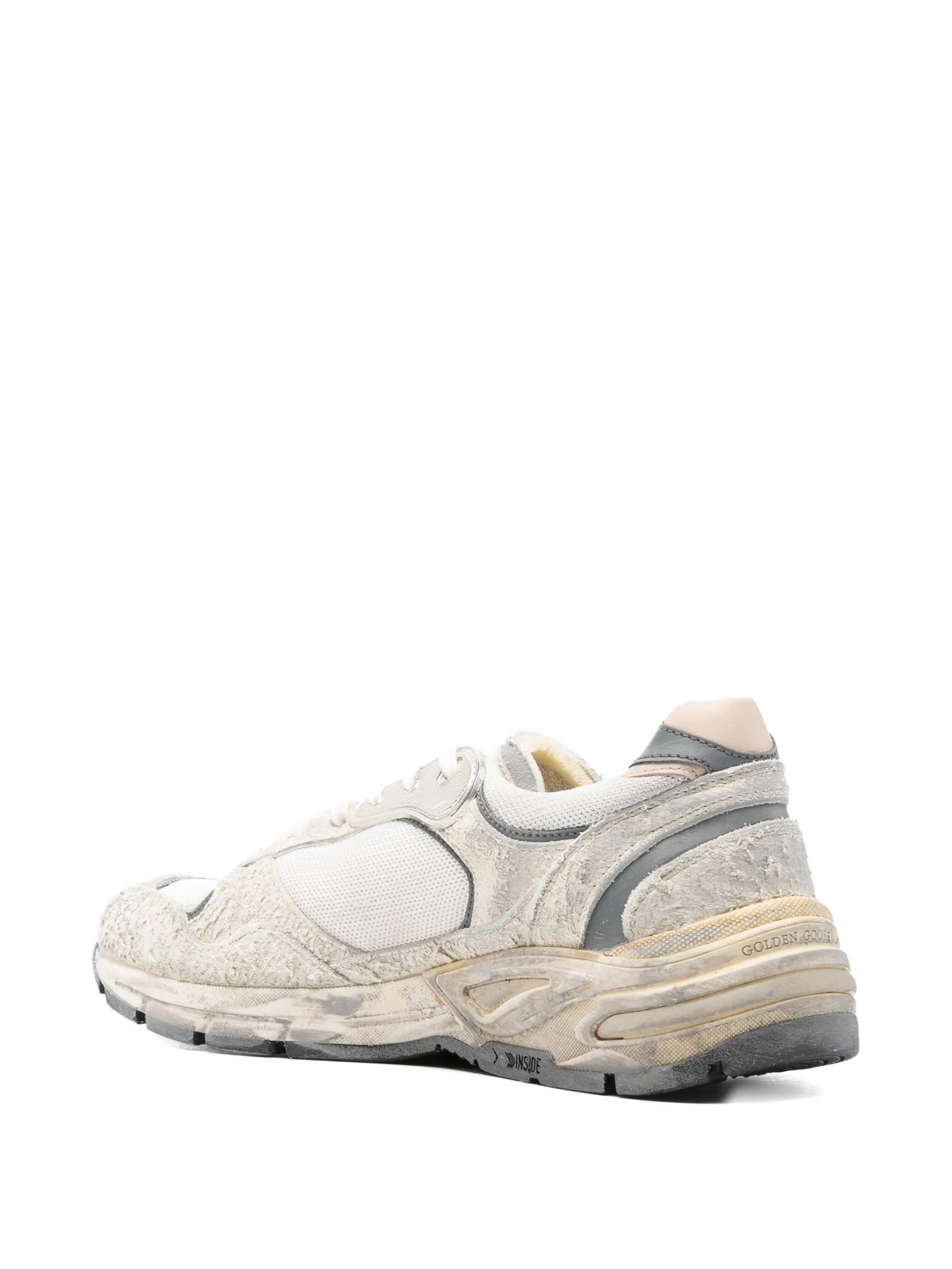 Dad-Star in suede and mesh with white leather star and beige leather heel tab sneakers