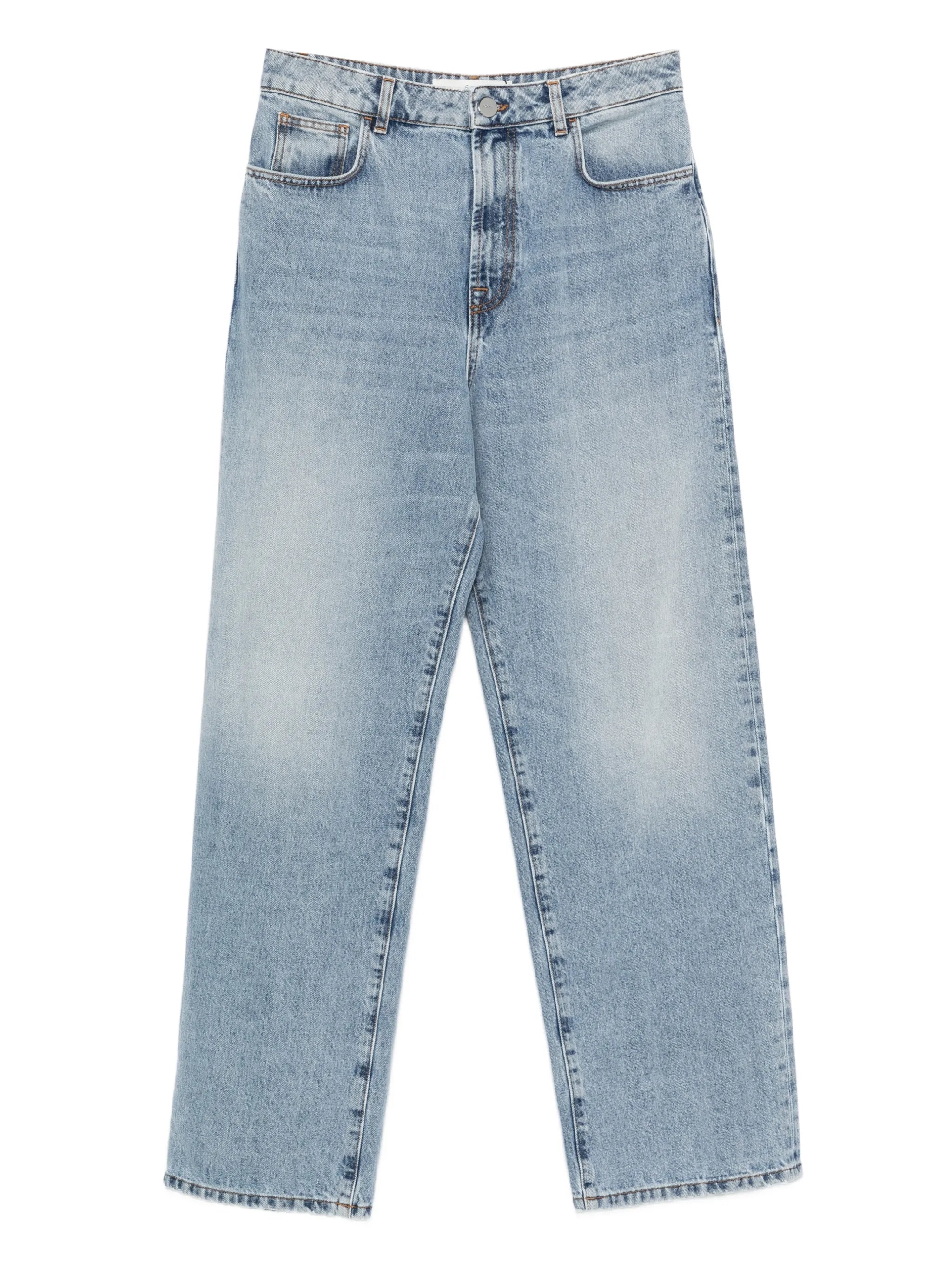 buttoned straight jeans