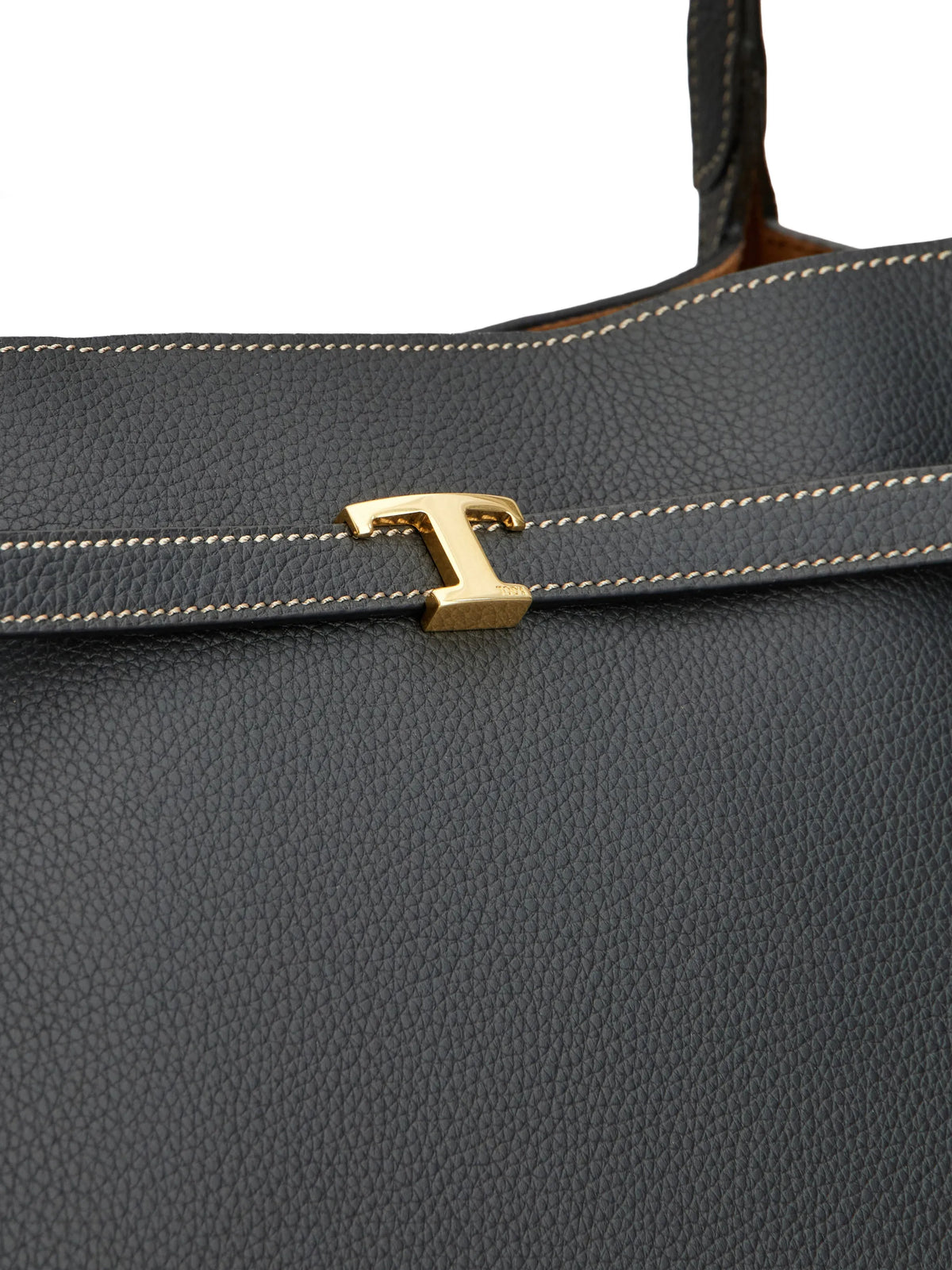 T Signature shopping bag in leather medium