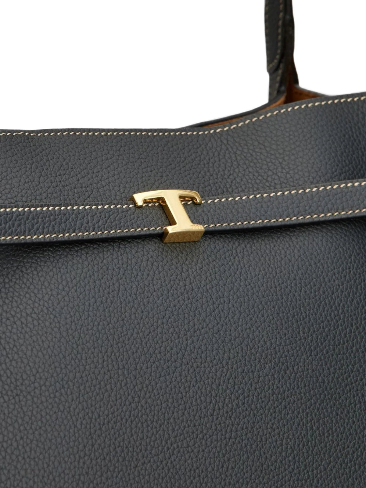 T Signature shopping bag in leather medium