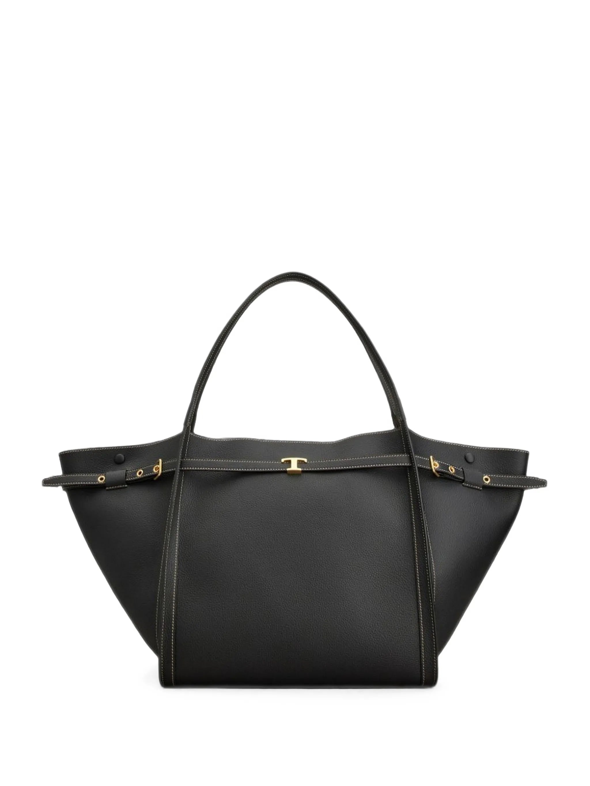 T Signature shopping bag in leather medium