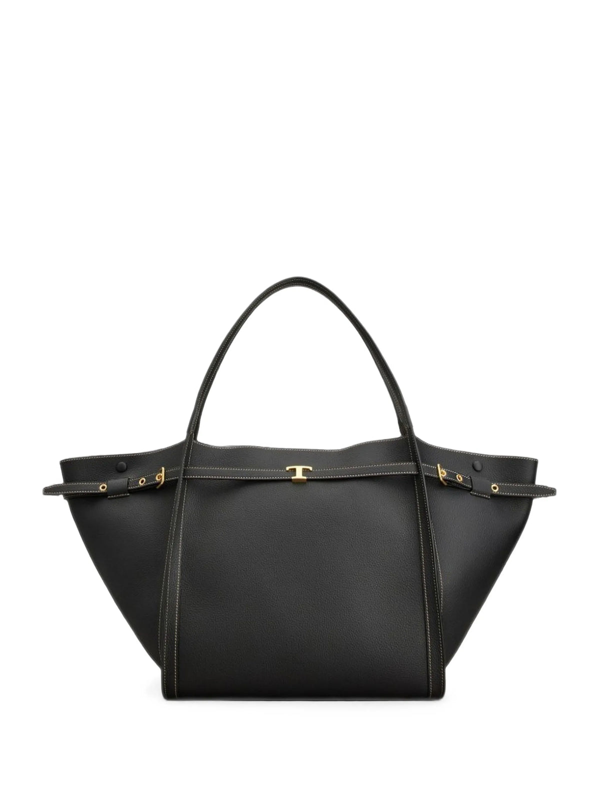 T Signature shopping bag in leather medium