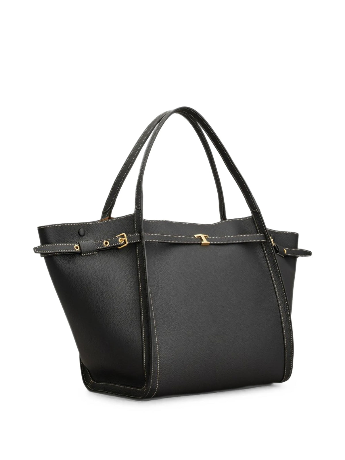 T Signature shopping bag in leather medium