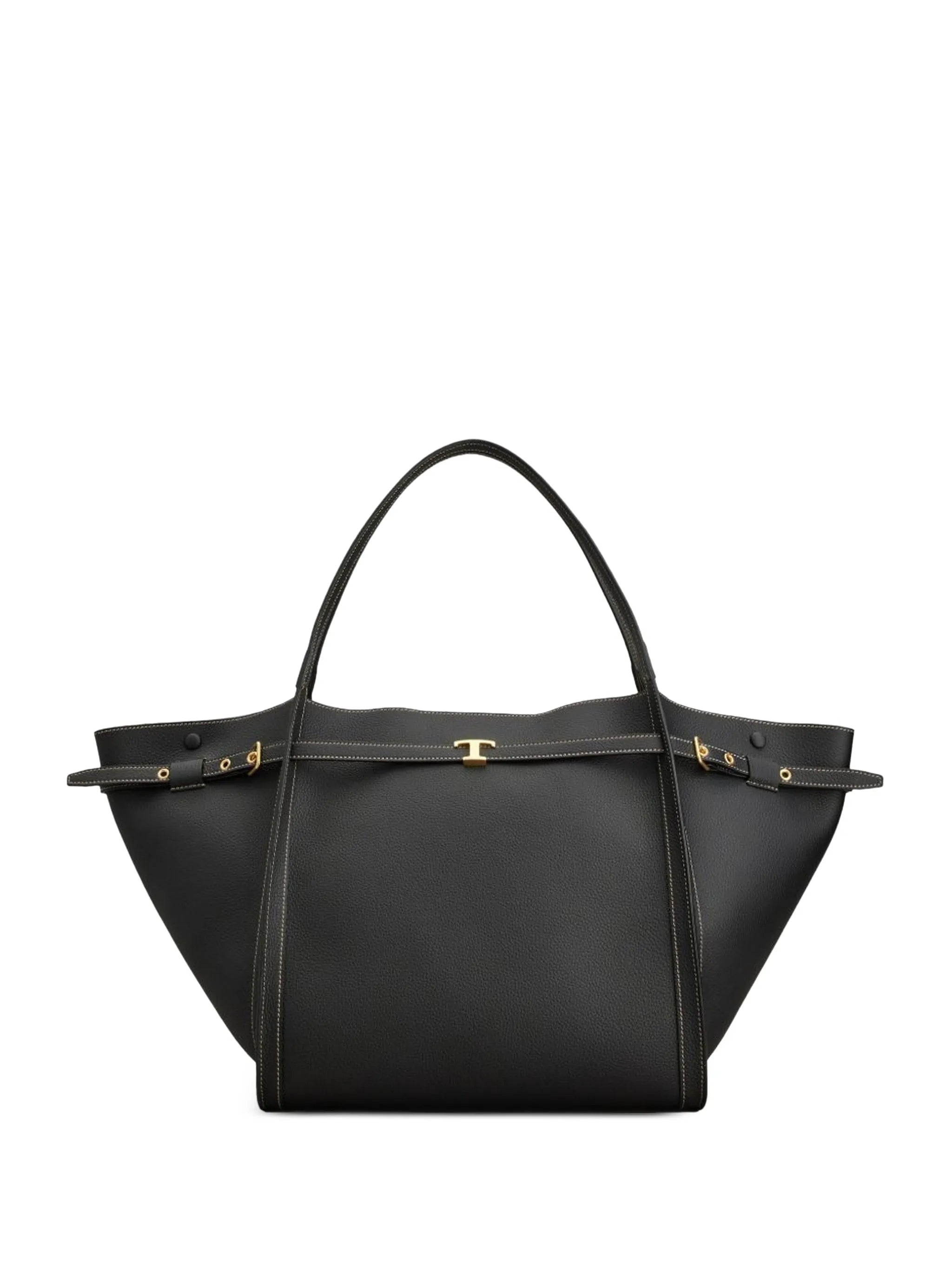 T Signature shopping bag in leather medium