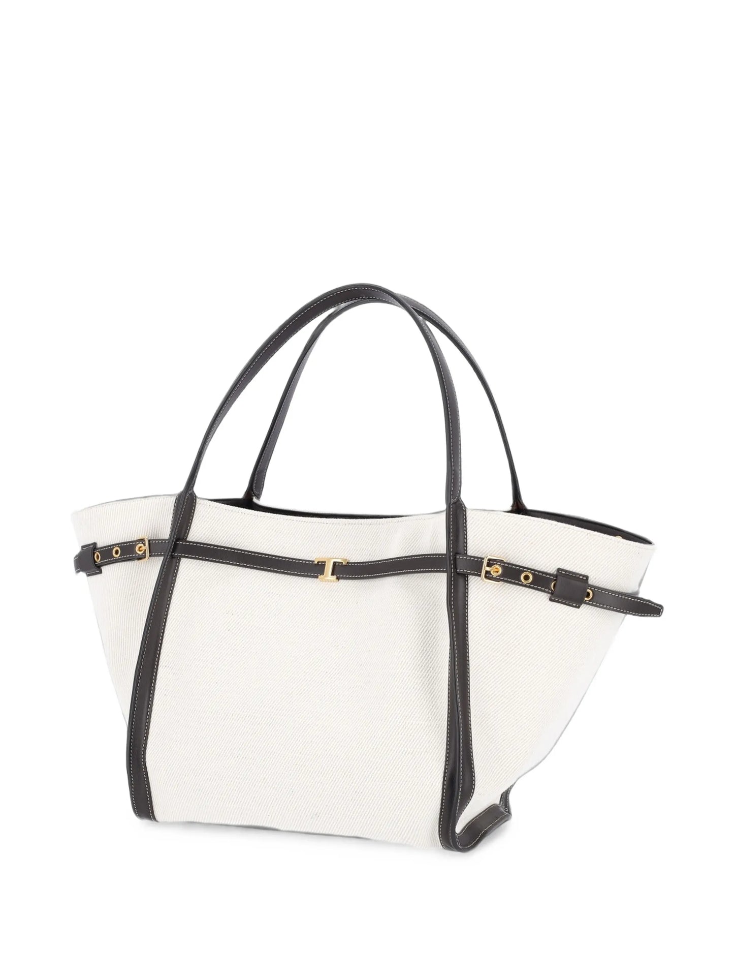 T-Signature shopping bag in canvas and leather medium
