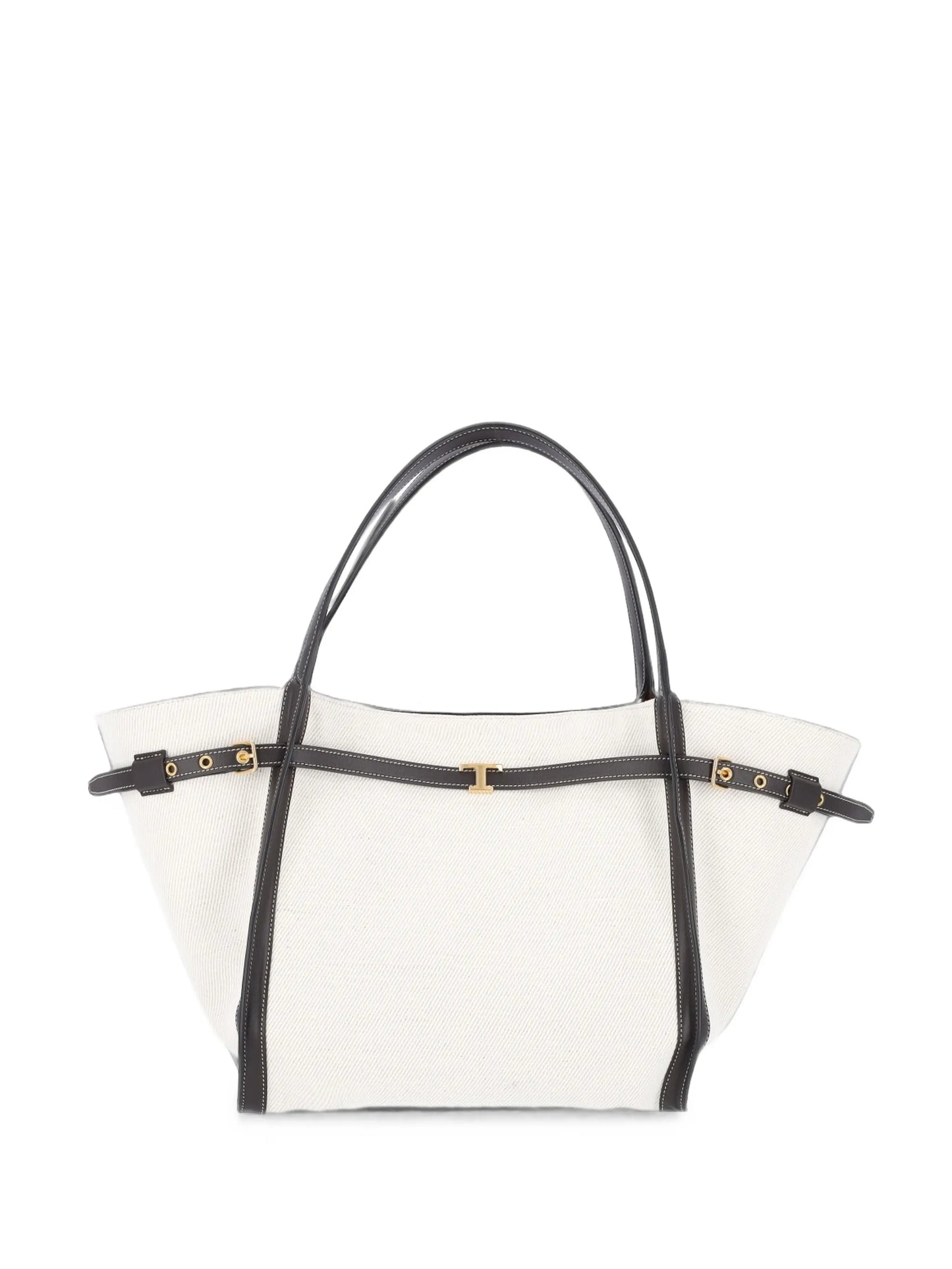 T-Signature shopping bag in canvas and leather medium