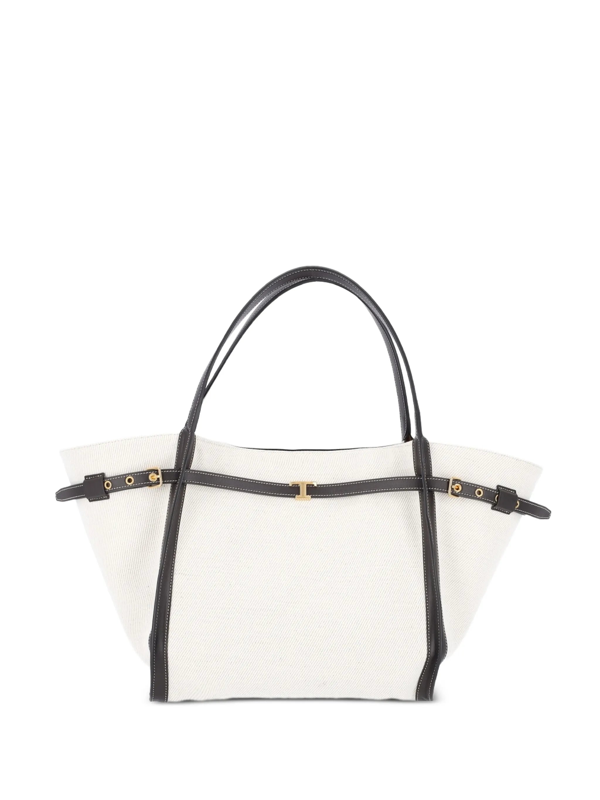 T-Signature shopping bag in canvas and leather medium