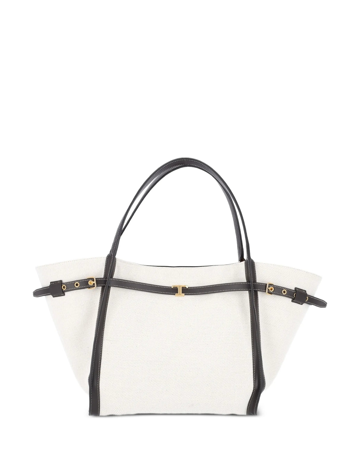 T-Signature shopping bag in canvas and leather medium