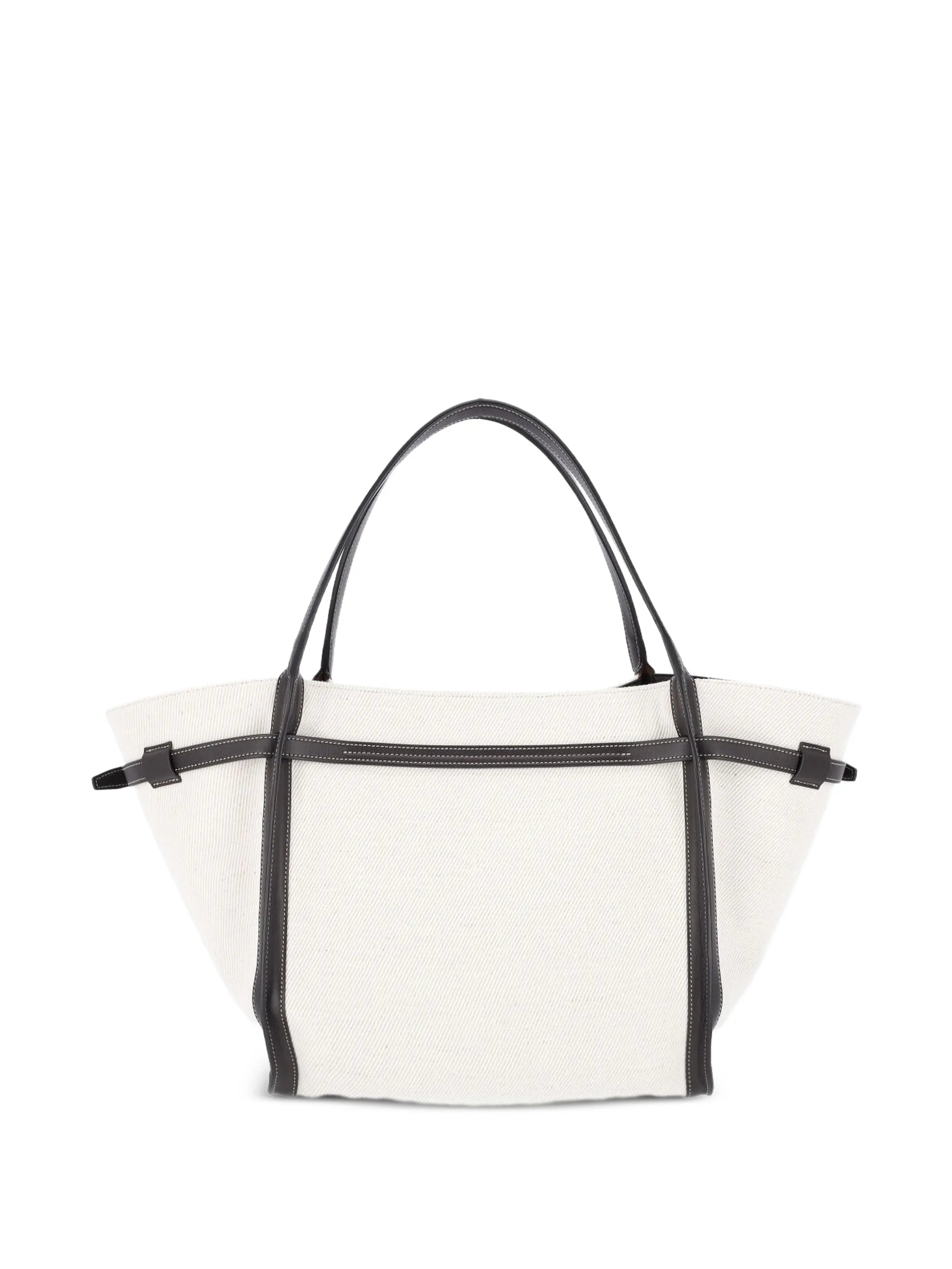 T-Signature shopping bag in canvas and leather medium