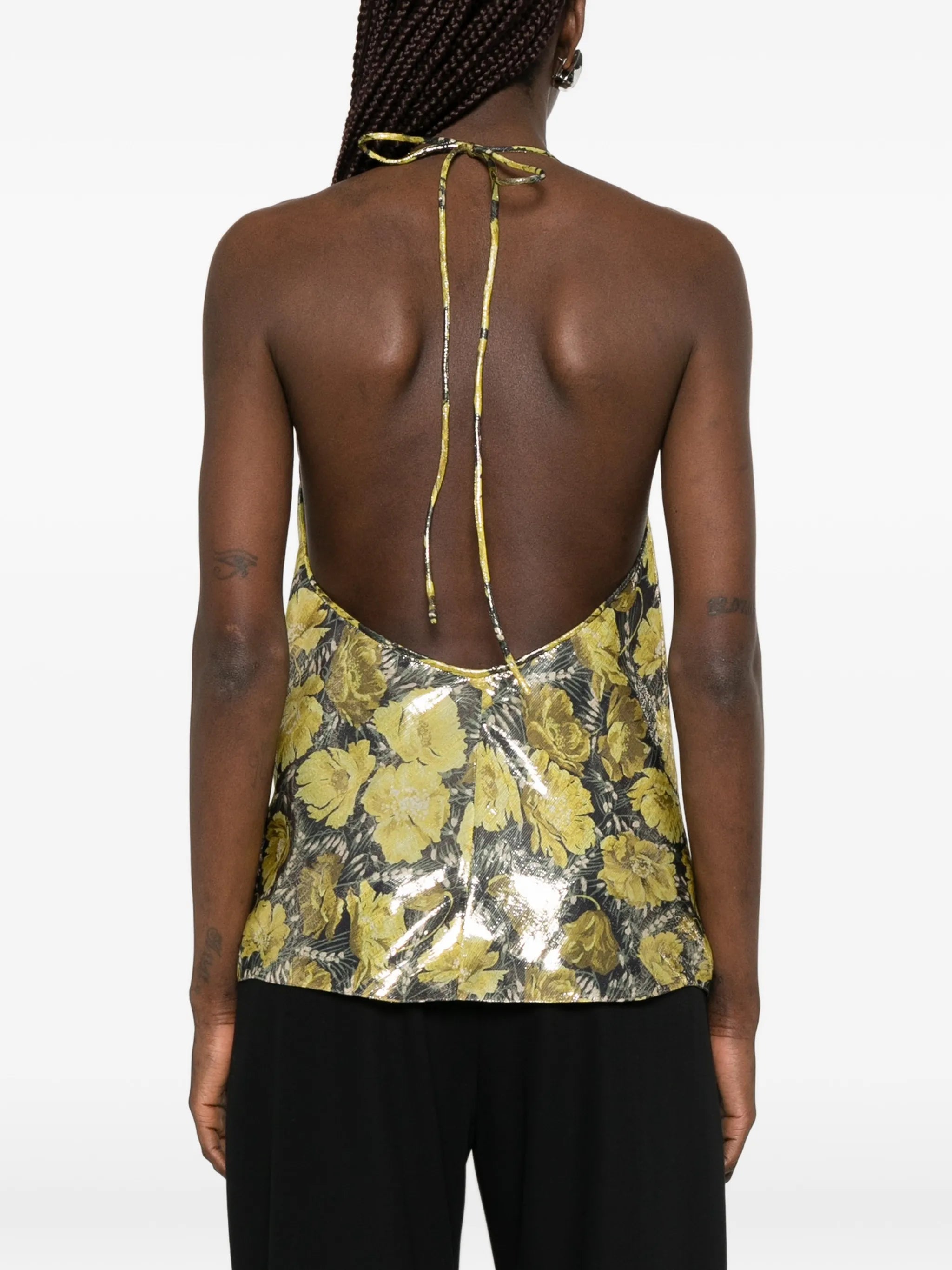 floral-print cowl-neck blouse