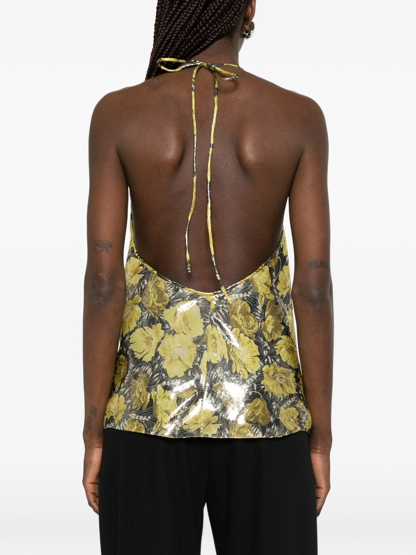 floral-print cowl-neck blouse