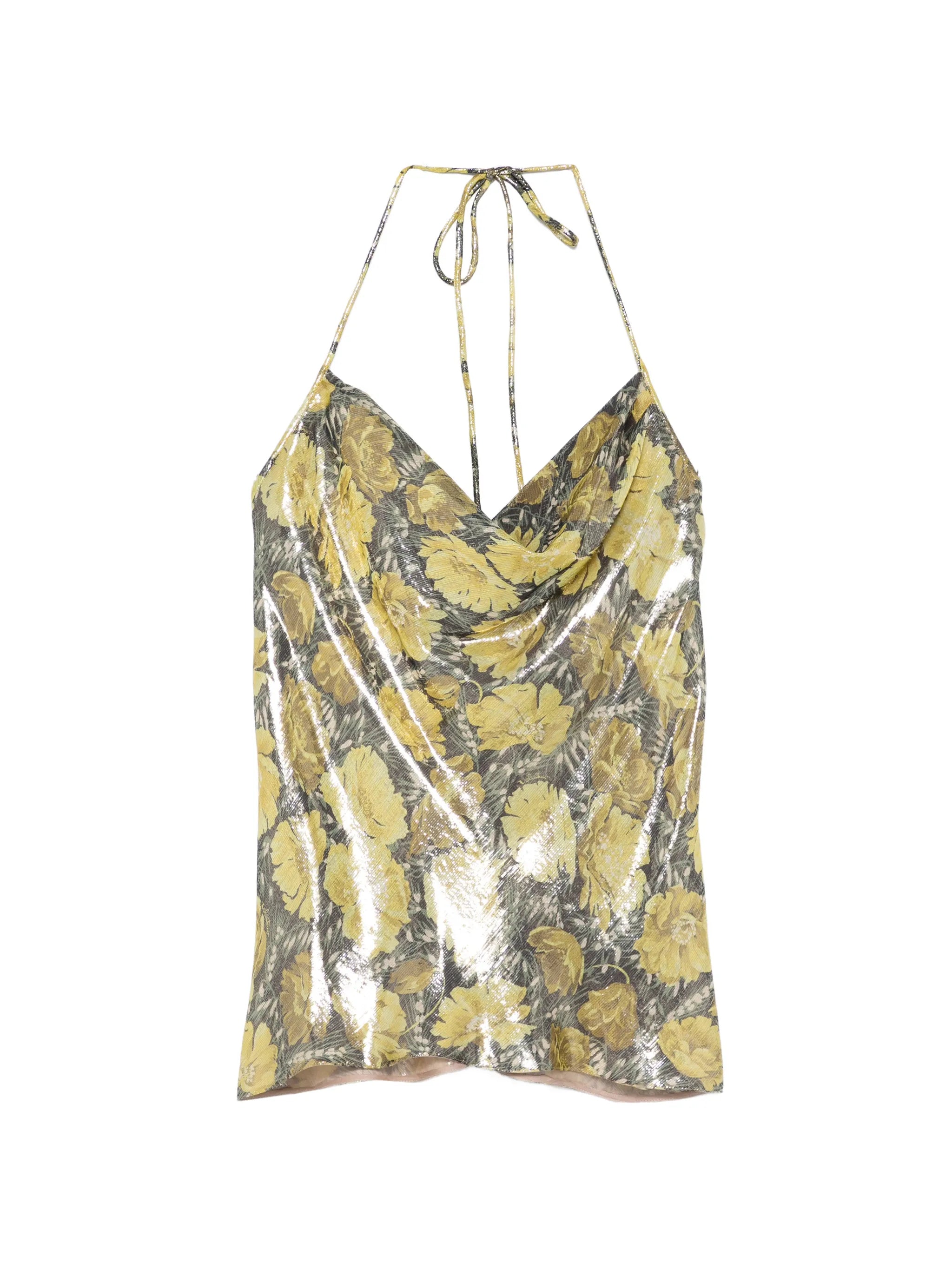 floral-print cowl-neck blouse