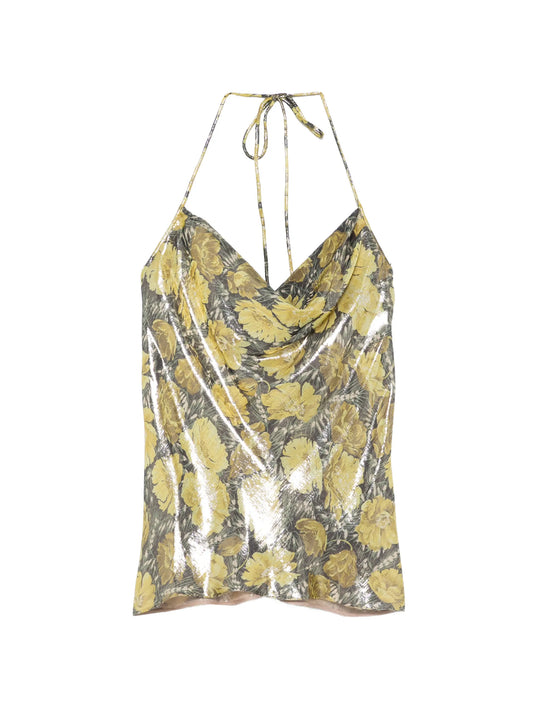 floral-print cowl-neck blouse