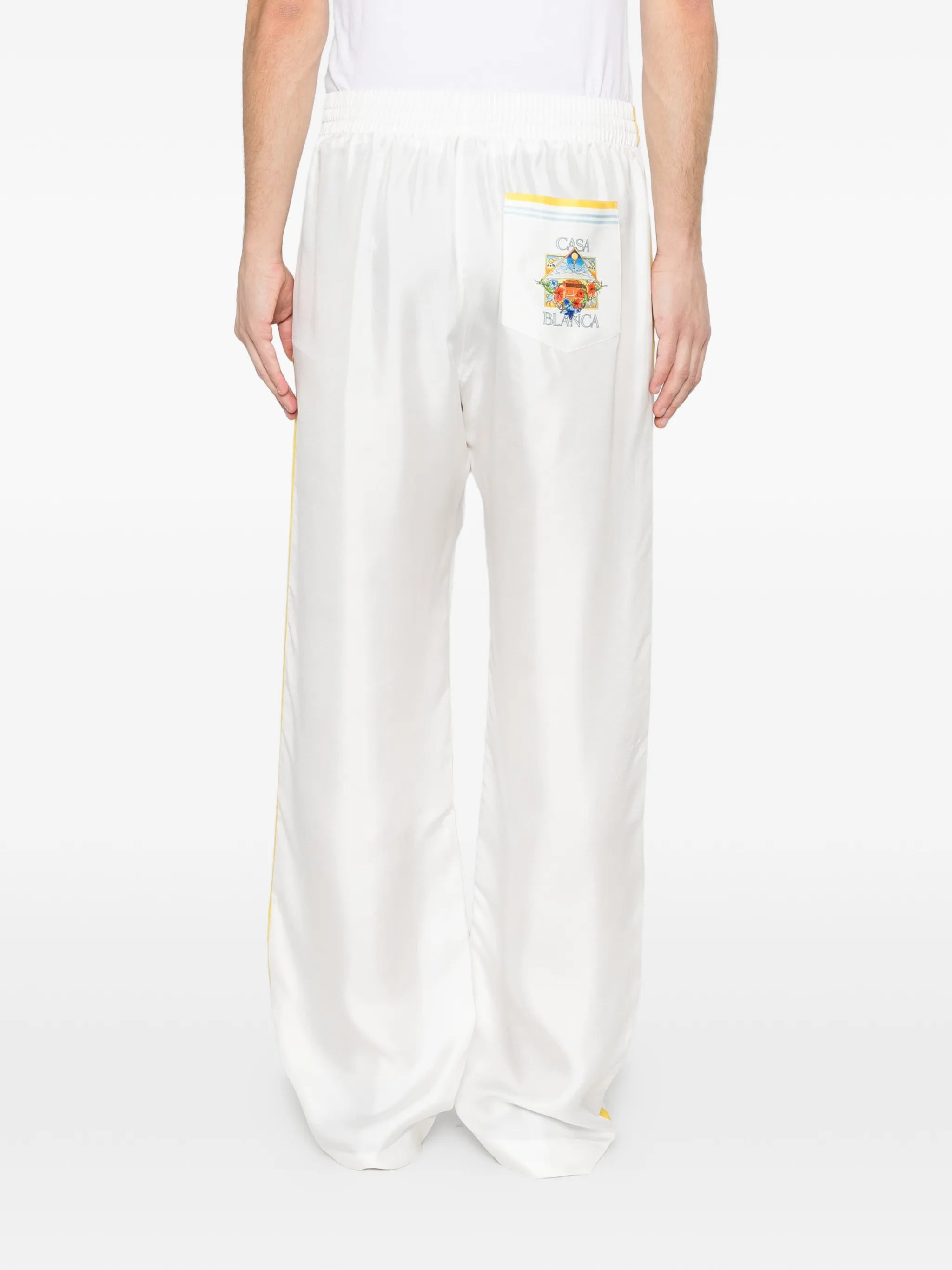 Tennis Landscape silk twill trousers