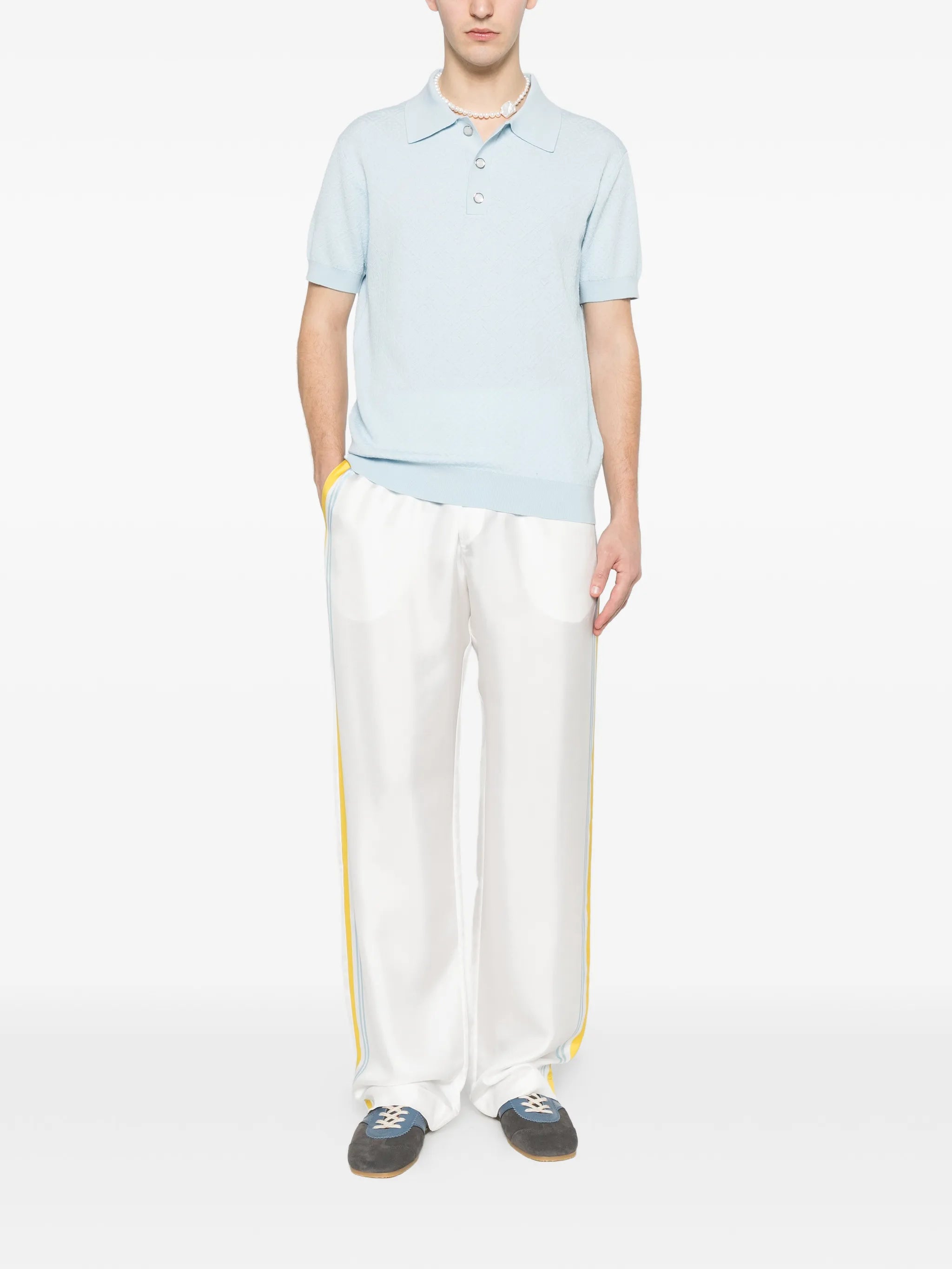 Tennis Landscape silk twill trousers