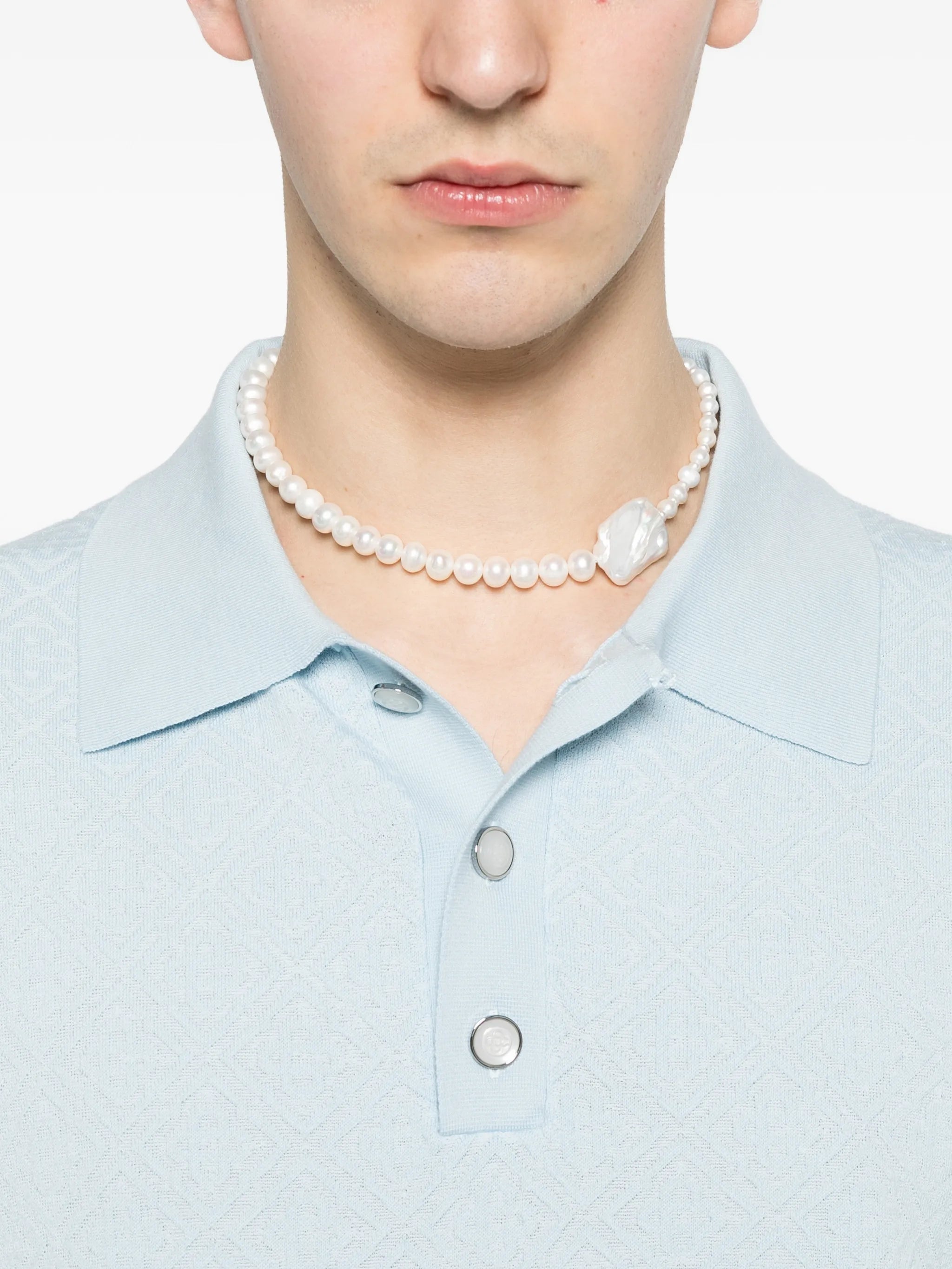 pointelle monogram polo