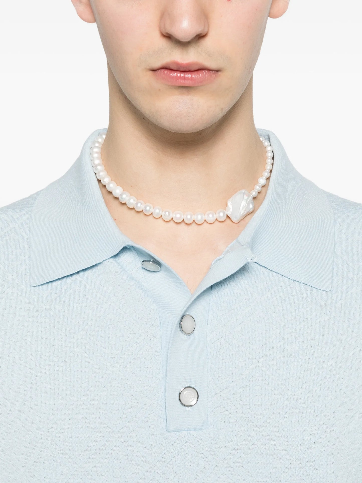 pointelle monogram polo