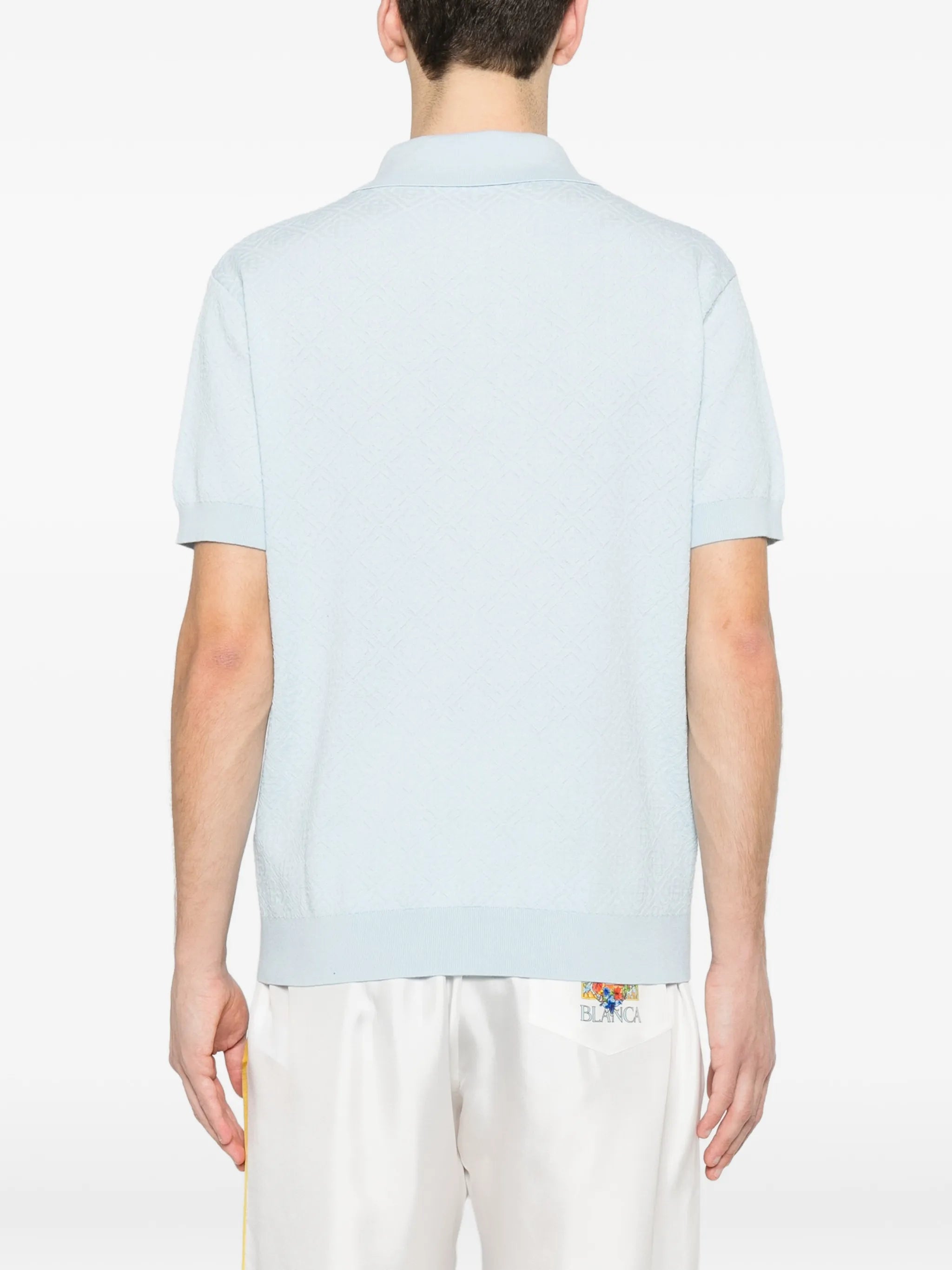 pointelle monogram polo