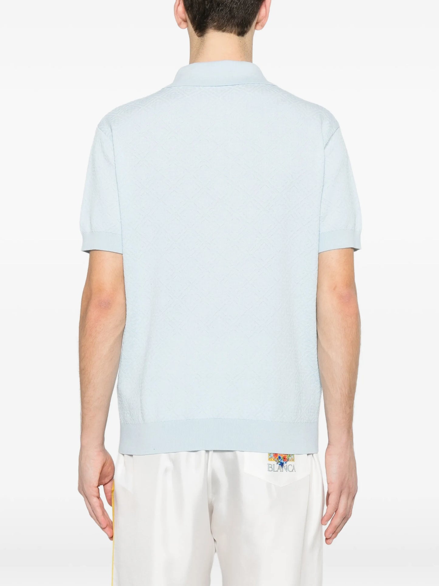 pointelle monogram polo