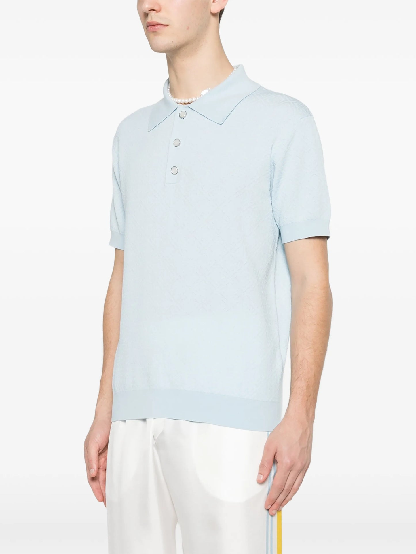 pointelle monogram polo
