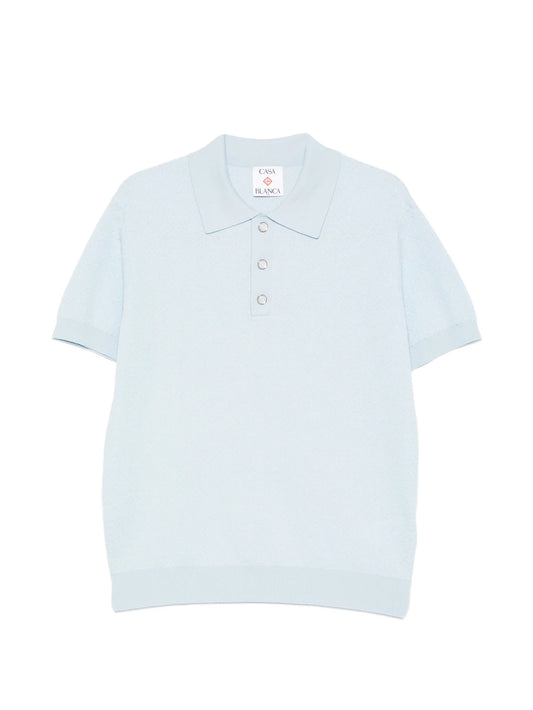 pointelle monogram polo