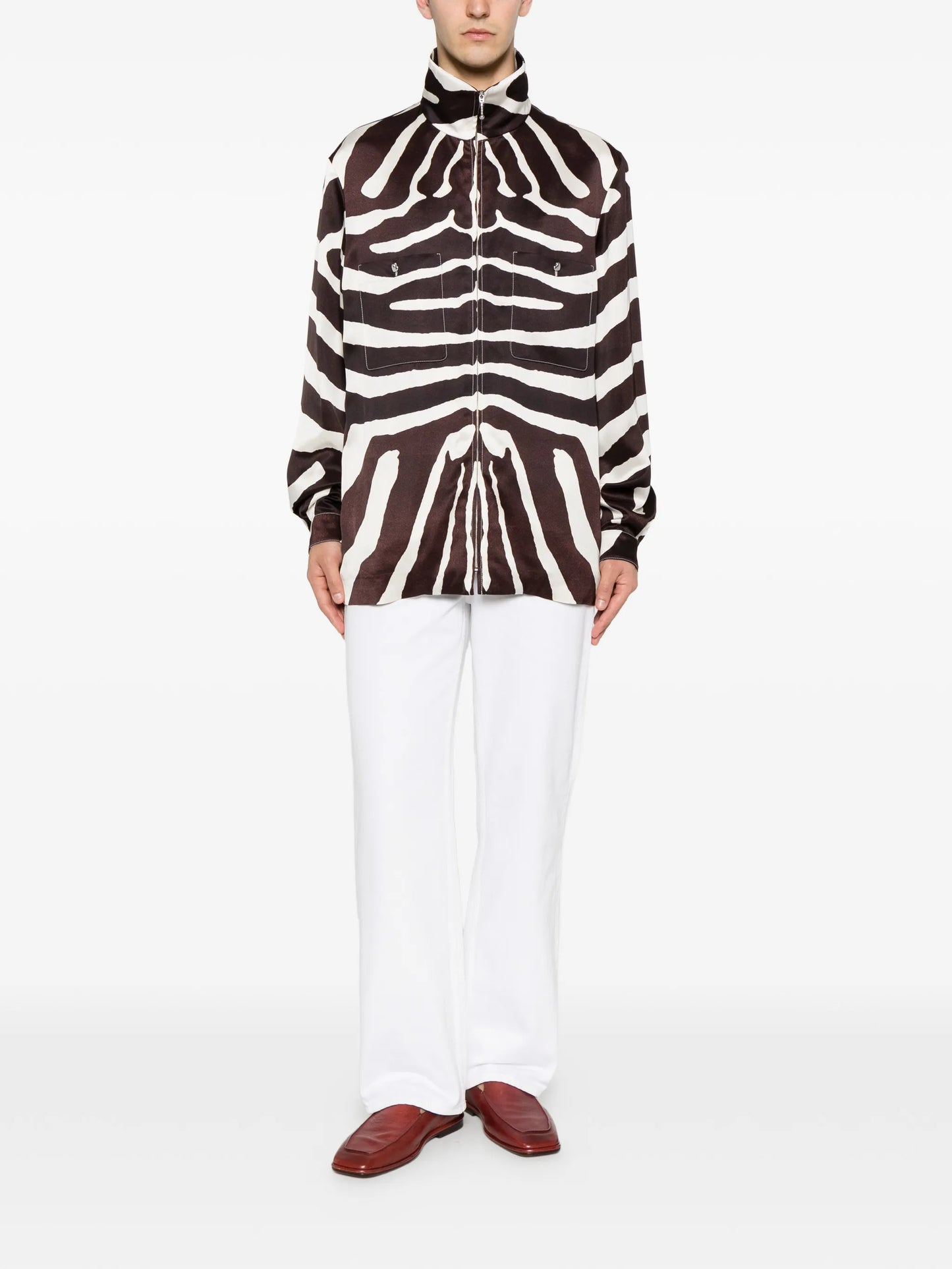 zebra-print jacket