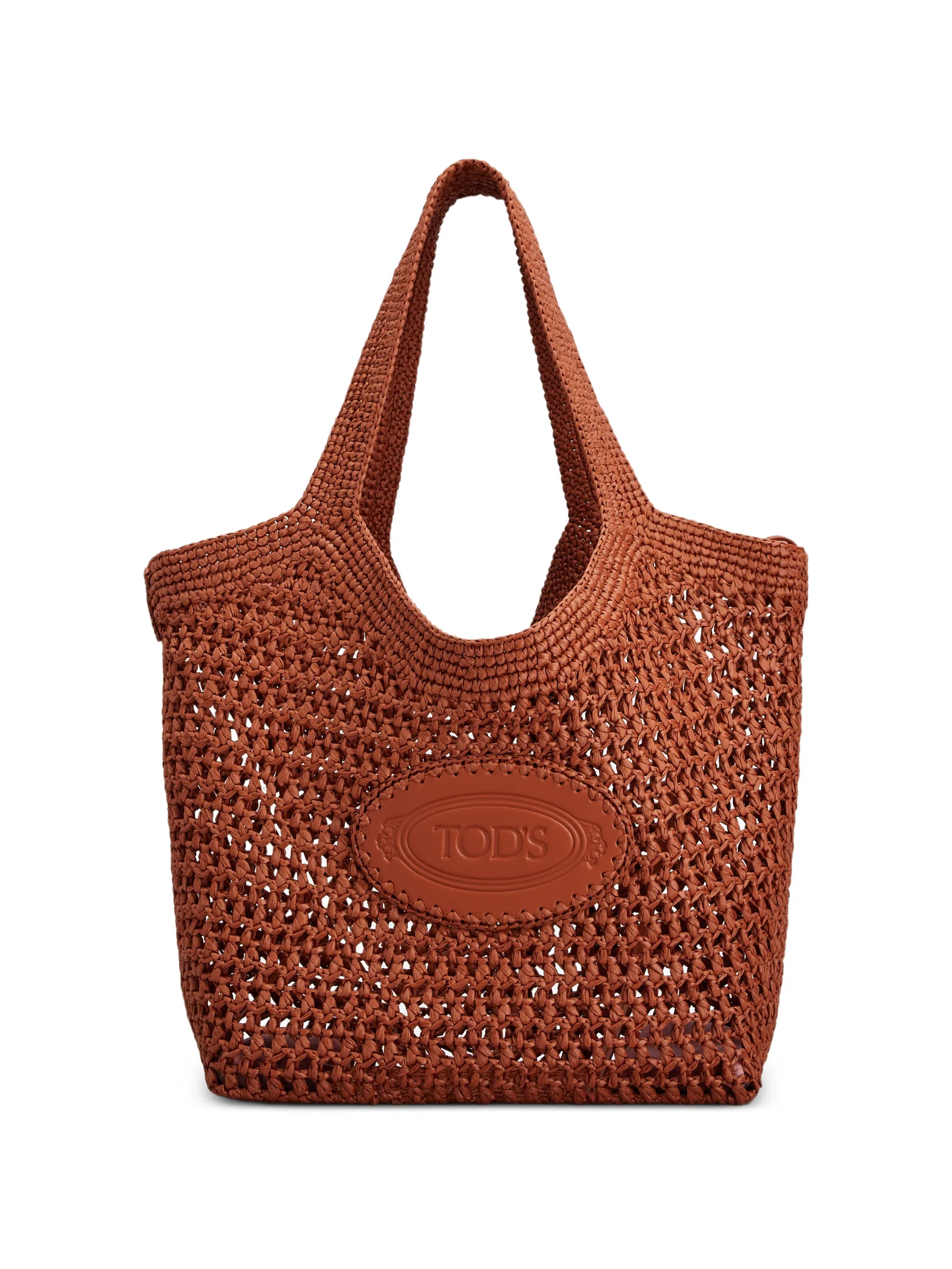 shopping bag in raffia and leather medium