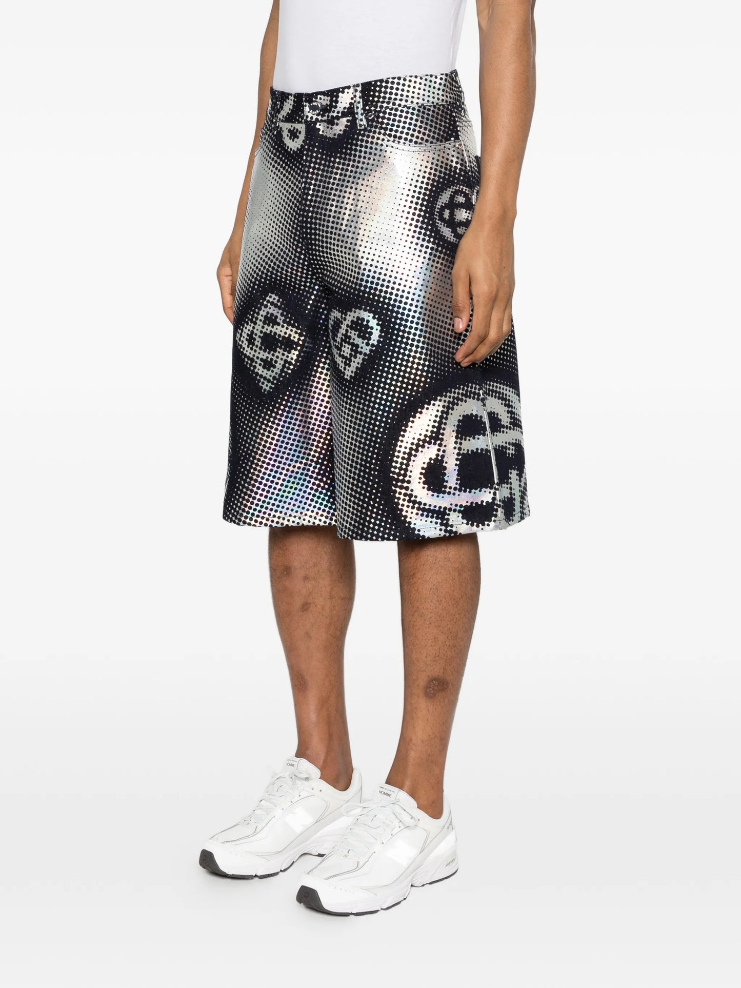 pearlescent monogram shorts