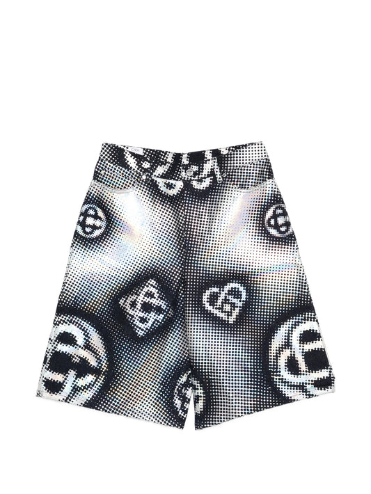 pearlescent monogram shorts