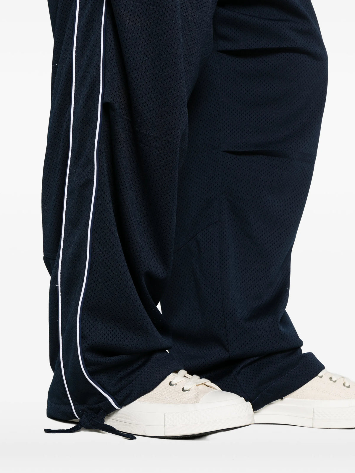 mesh piping parachute track pants