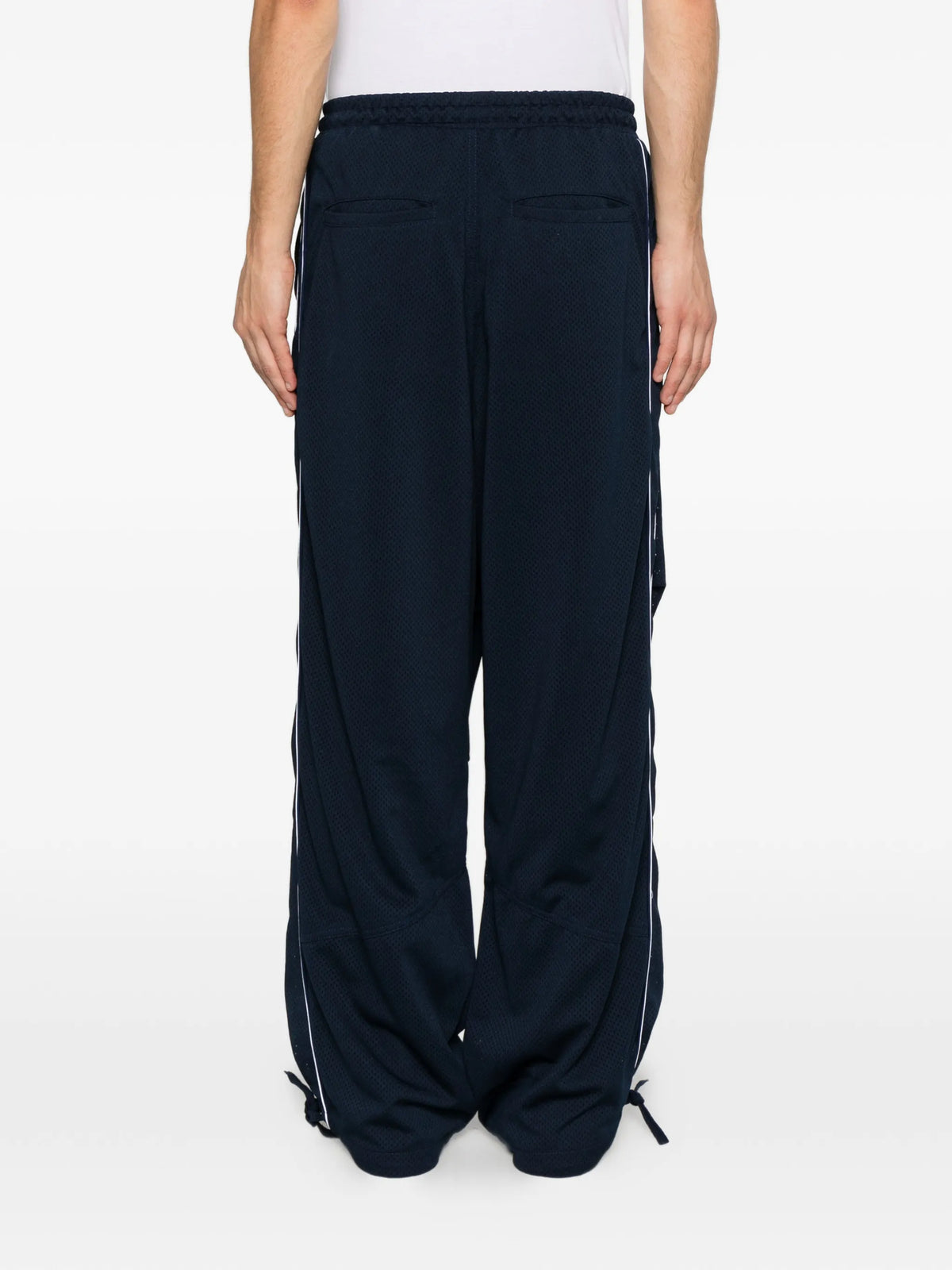 mesh piping parachute track pants