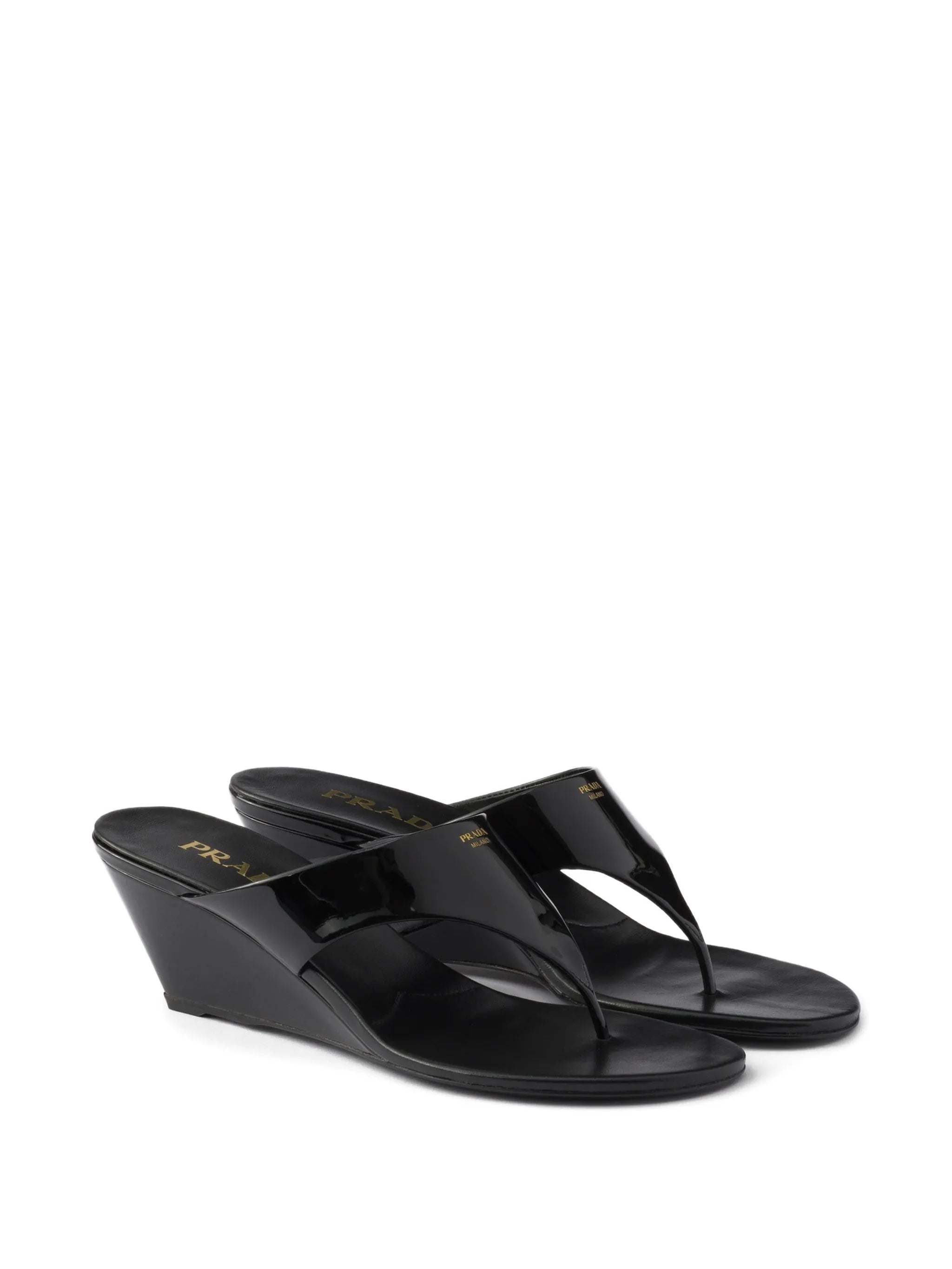 patent-leather wedge sandals