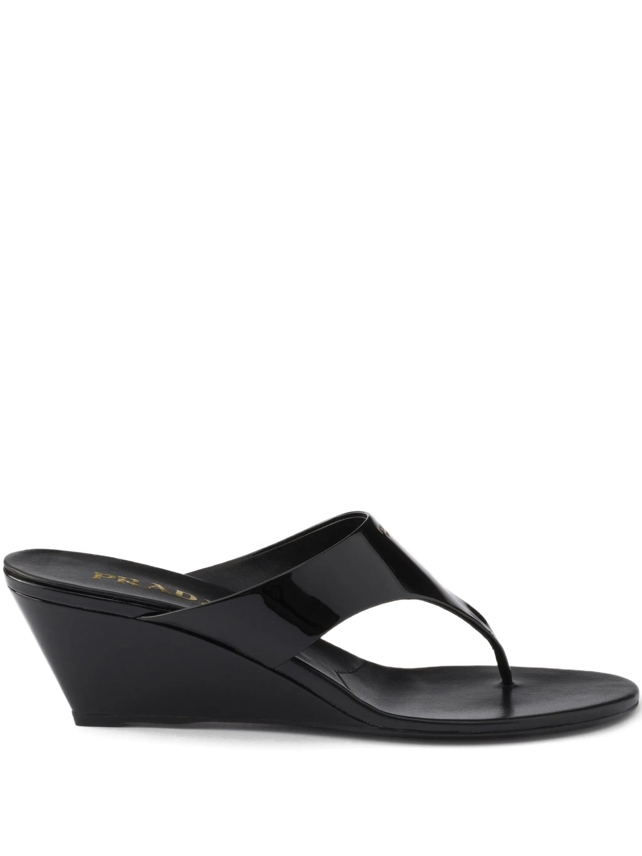 patent-leather wedge sandals