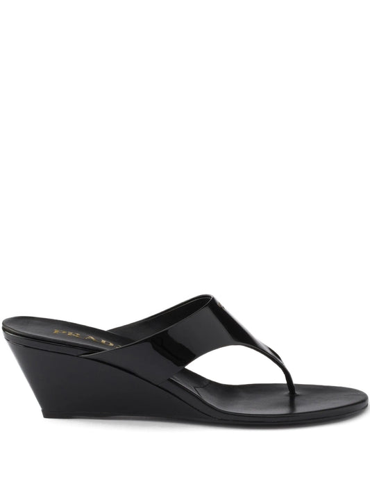 patent-leather wedge sandals