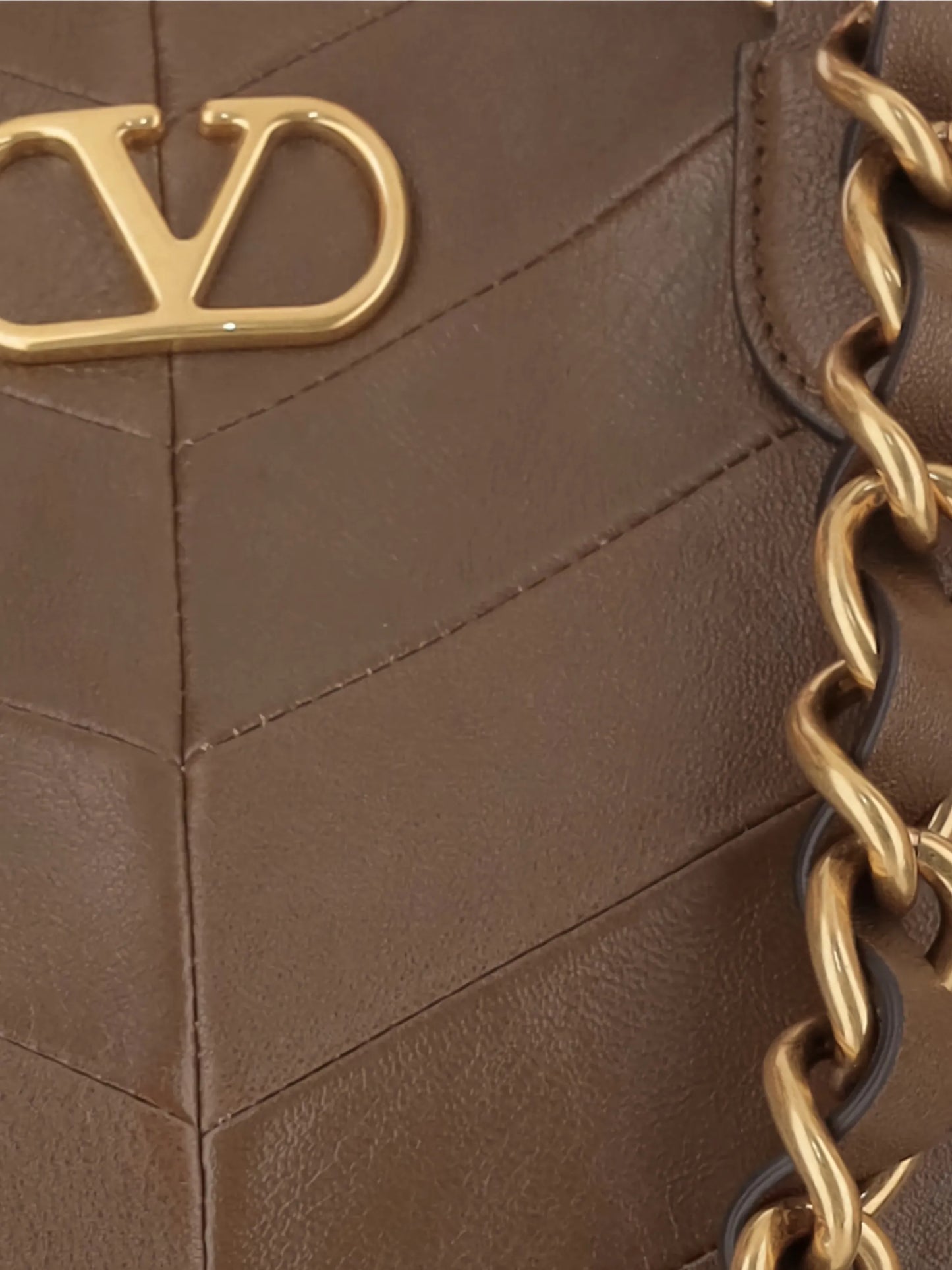 chevron-patchwork chain leather tote bag