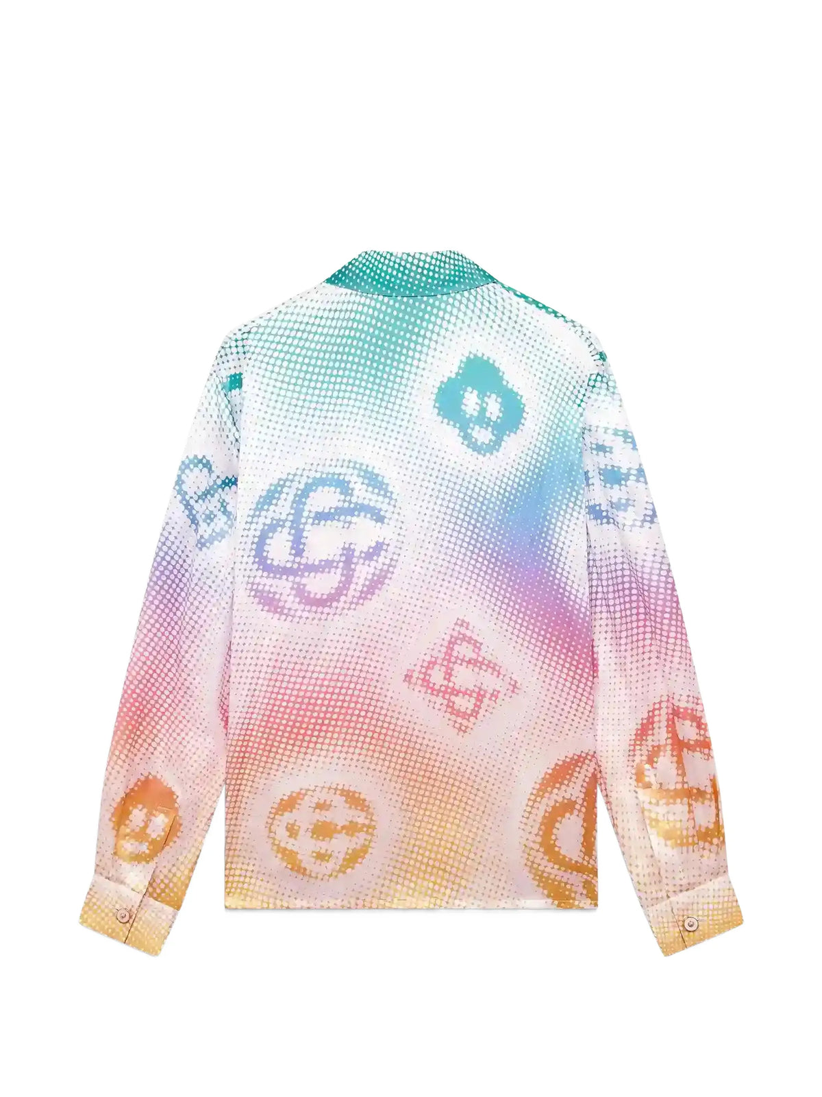Halftone logo long sleeve silk shirt