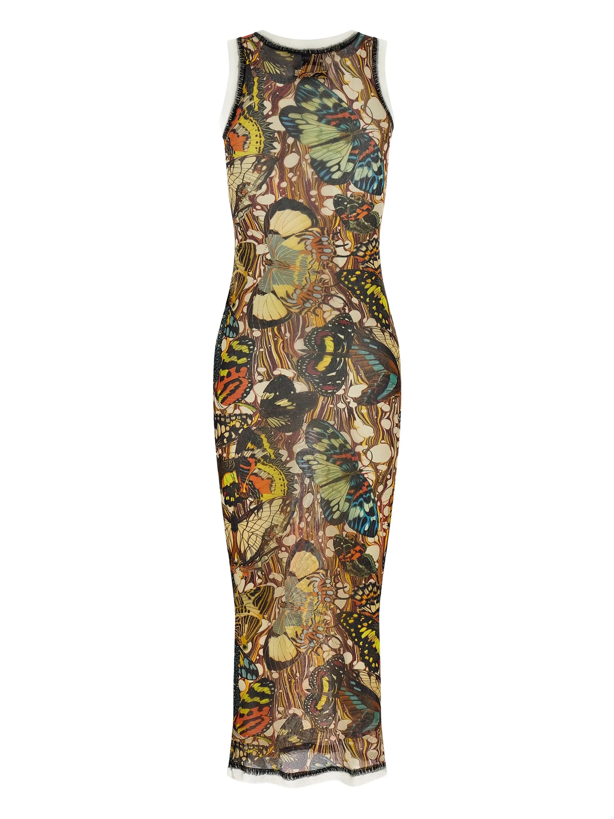 butterfly-print midi dress
