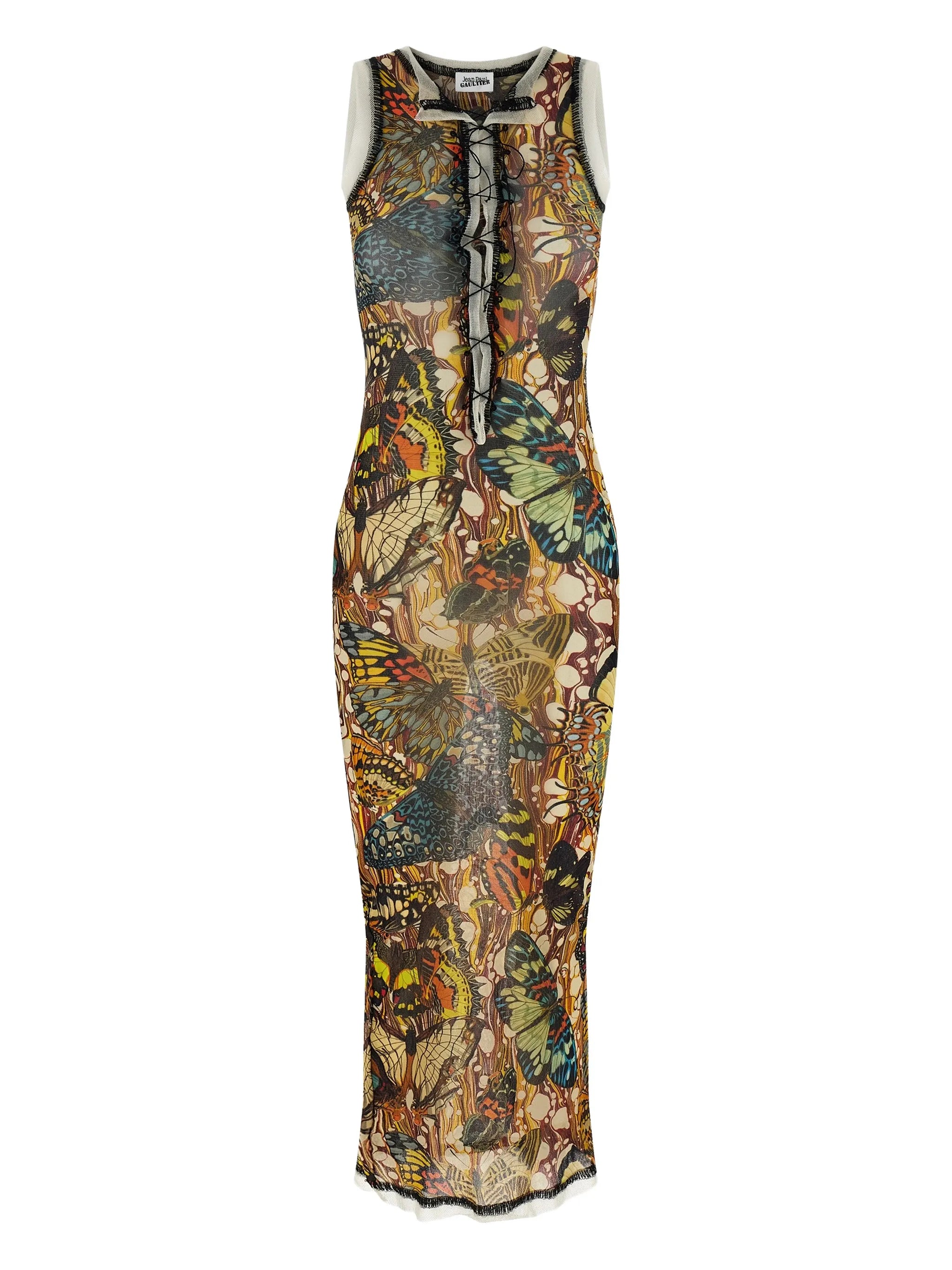 butterfly-print midi dress