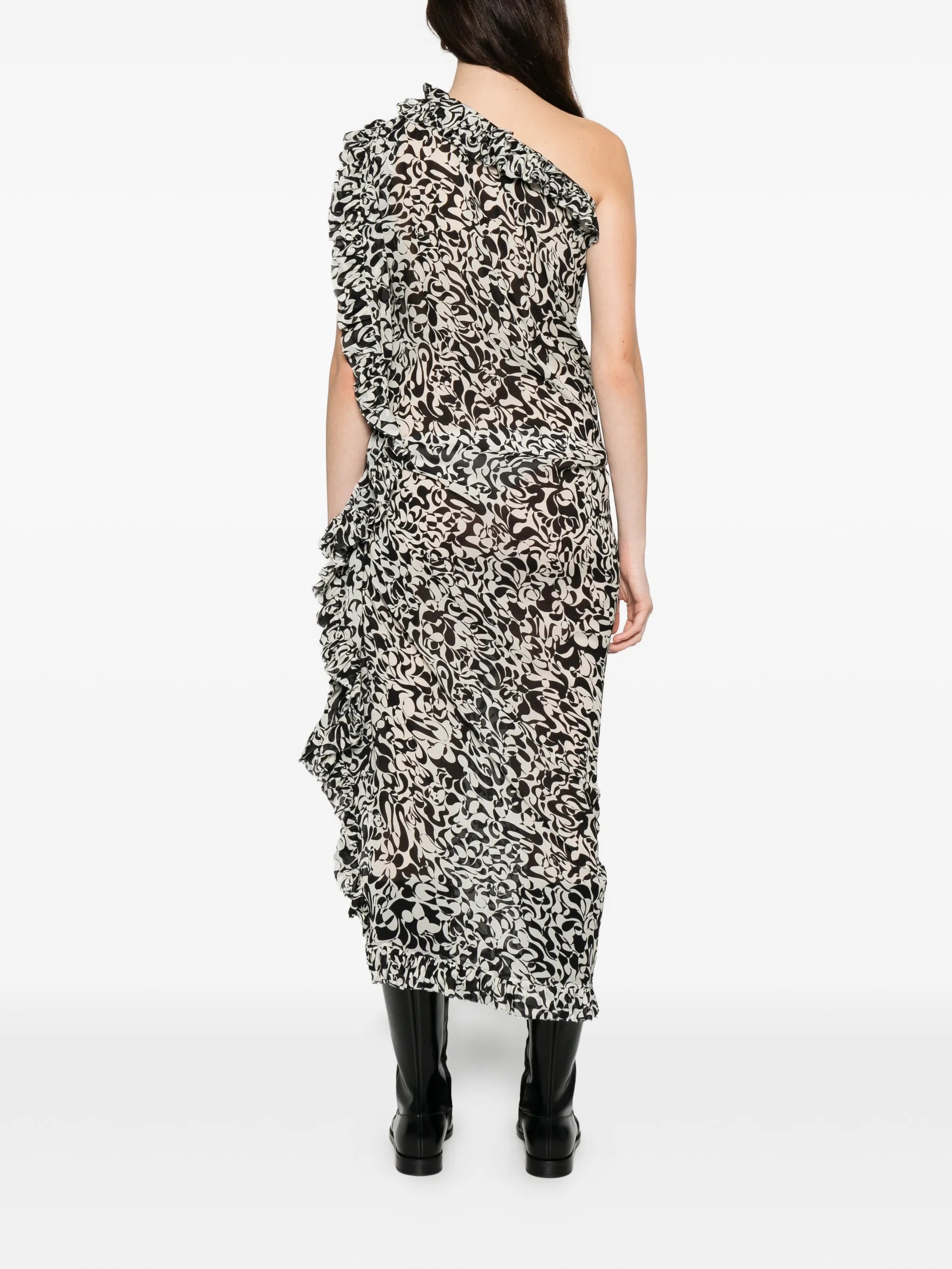 one-shoulder ruffled dress