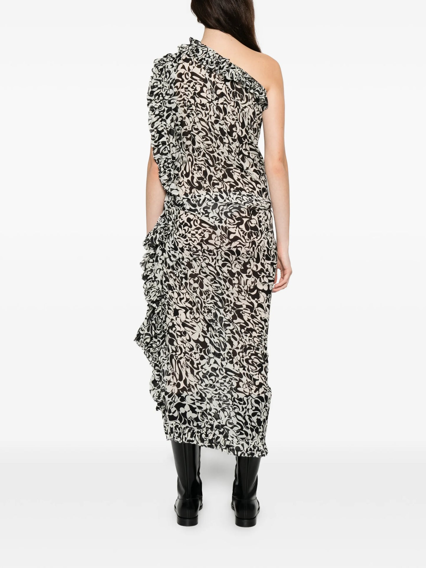 one-shoulder ruffled dress