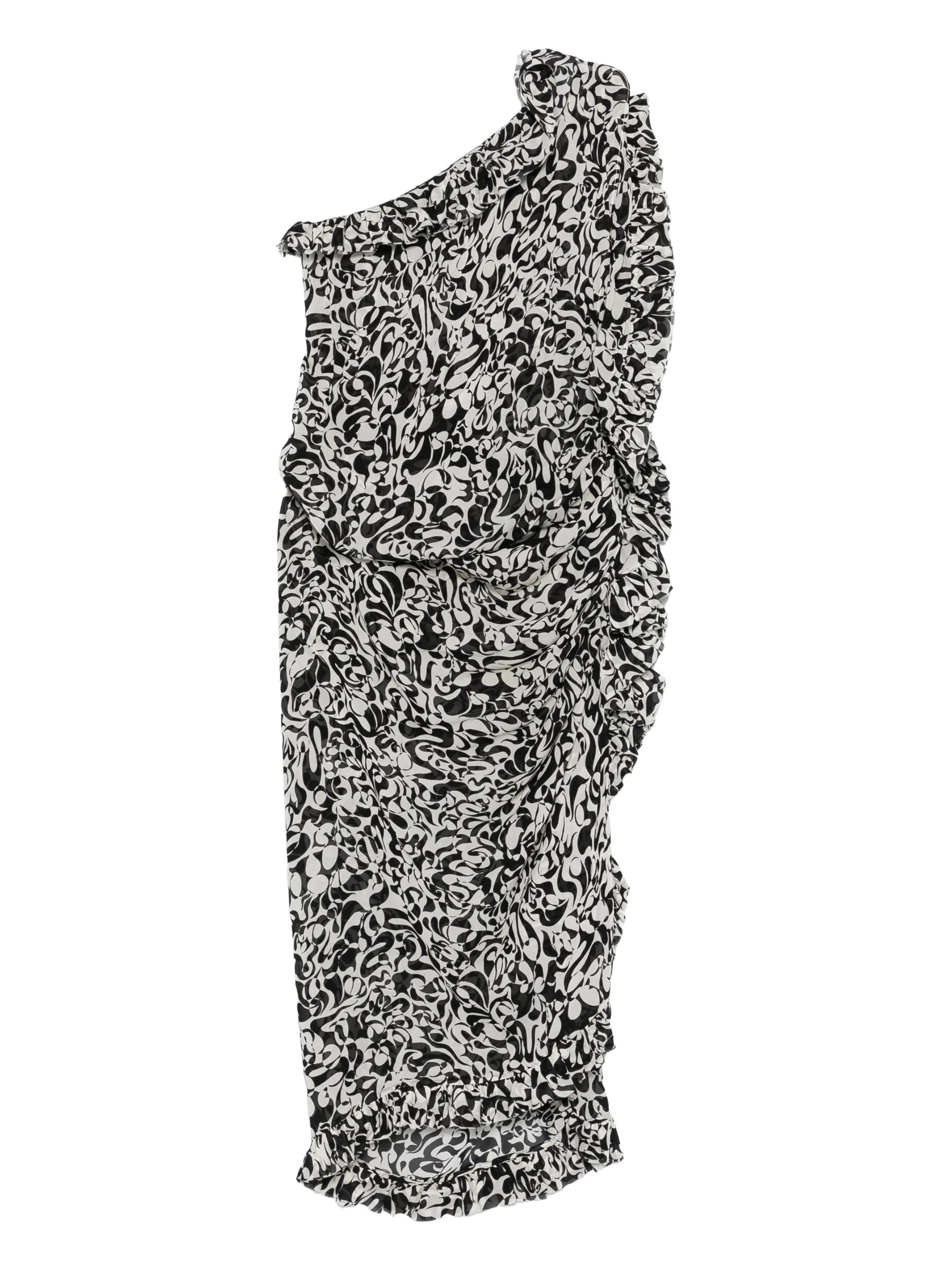 one-shoulder ruffled dress