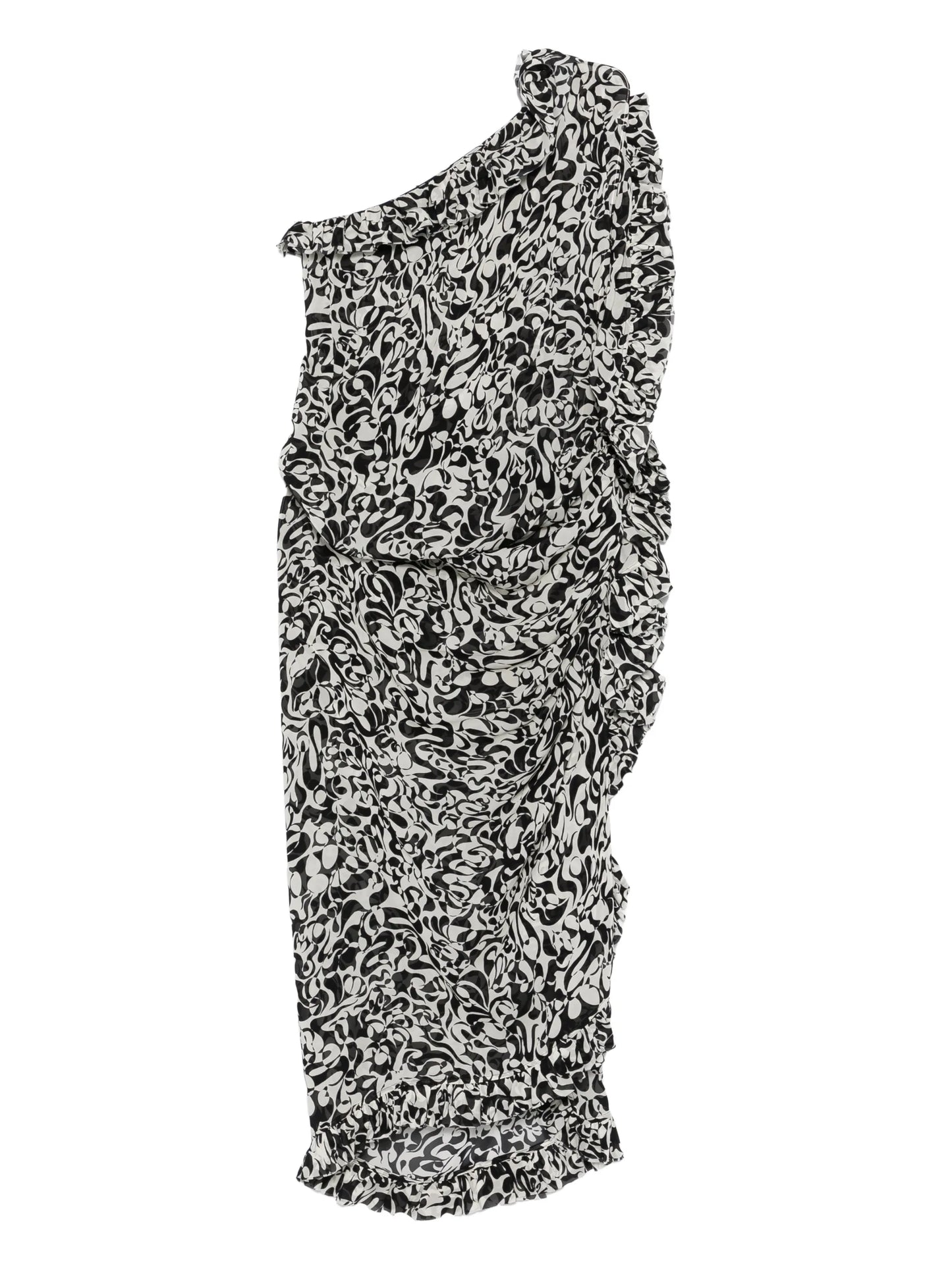 one-shoulder ruffled dress