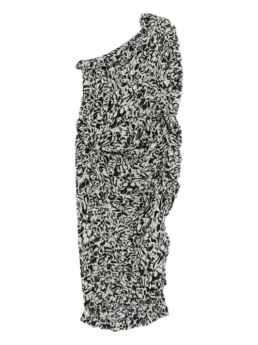 one-shoulder ruffled dress