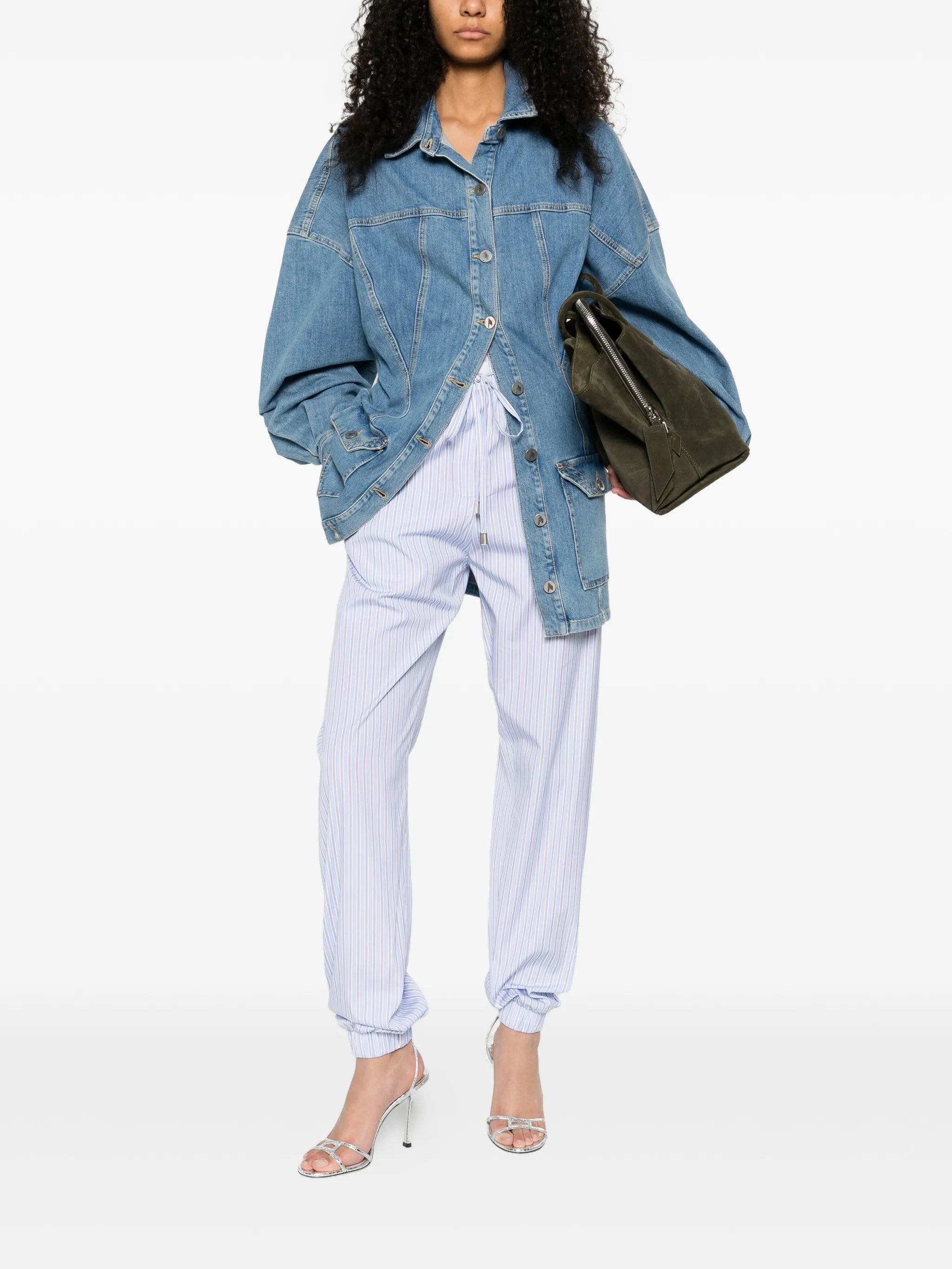 stripe pull track pants