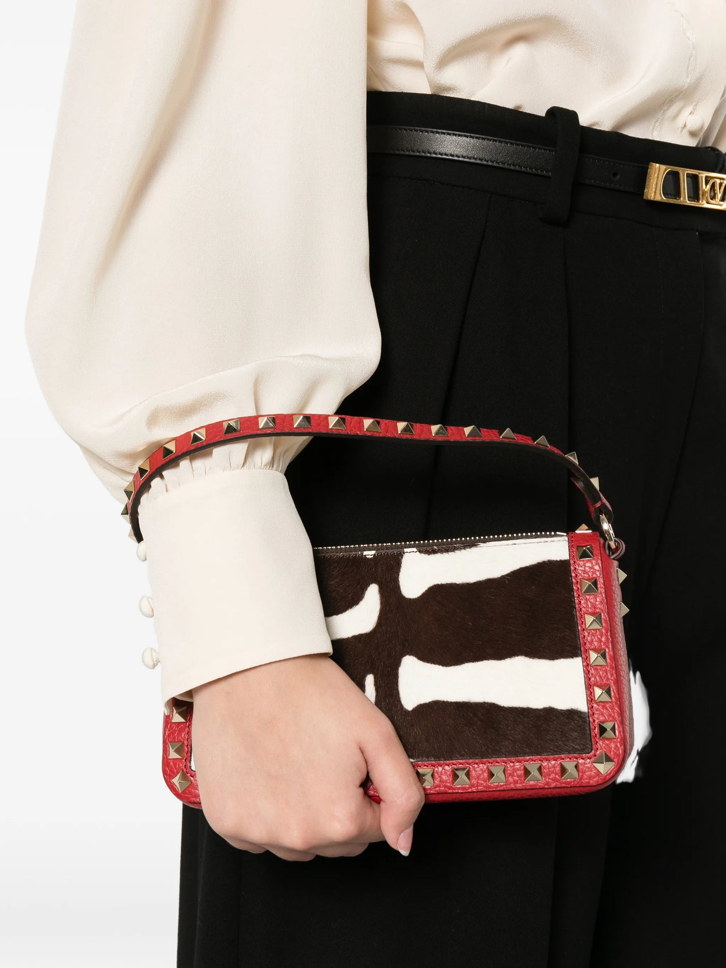 Rockstud zebra-print tote bag